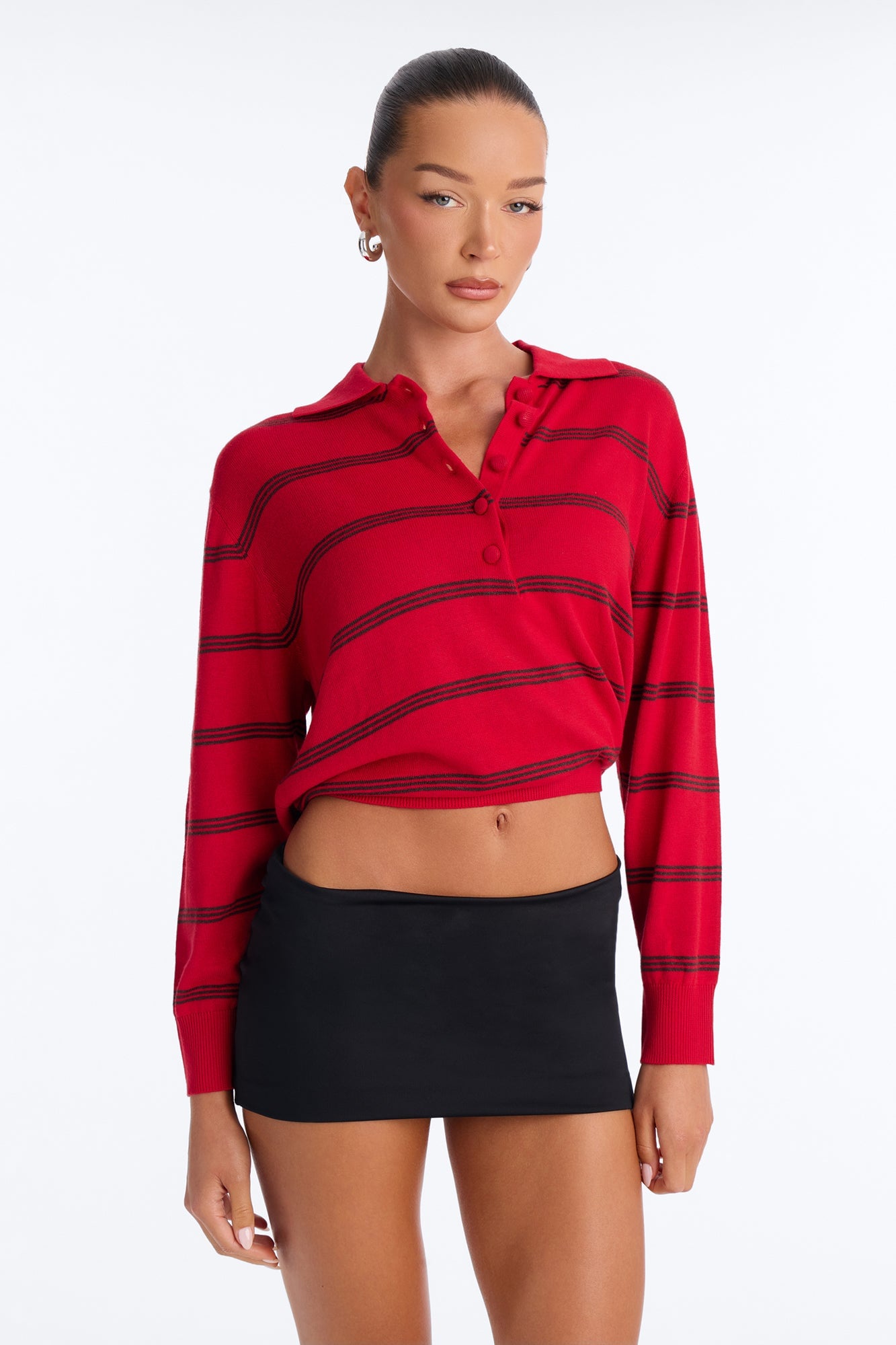 Calm Mornings Striped Pullover Sweater - Red/combo image 6