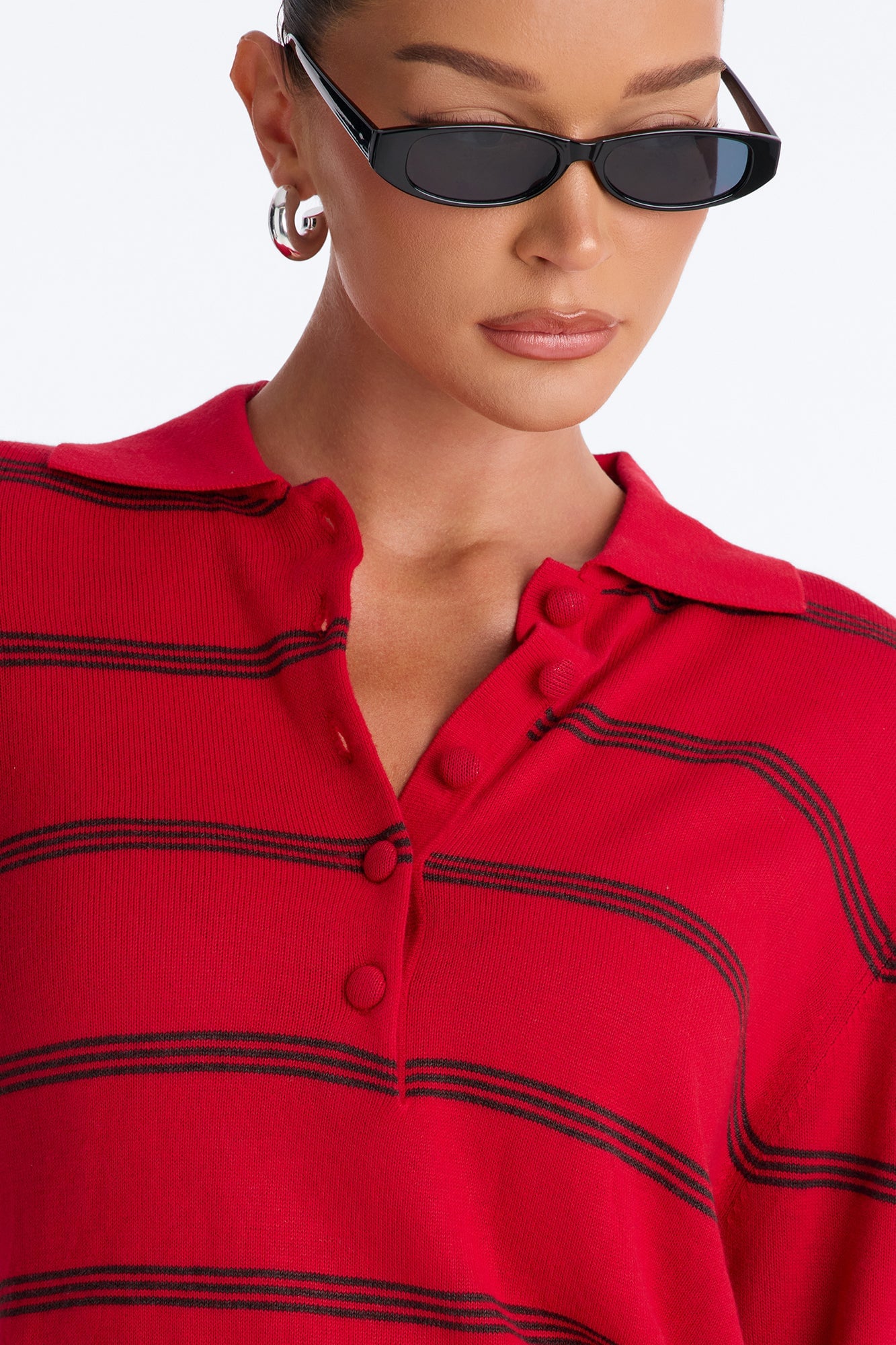 Calm Mornings Striped Pullover Sweater - Red/combo image 7