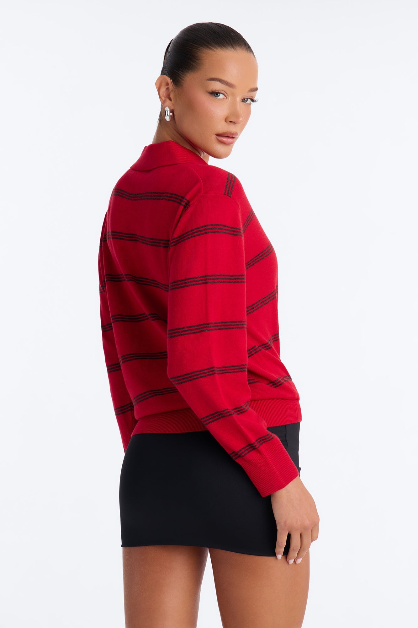 Calm Mornings Striped Pullover Sweater - Red/combo image 8