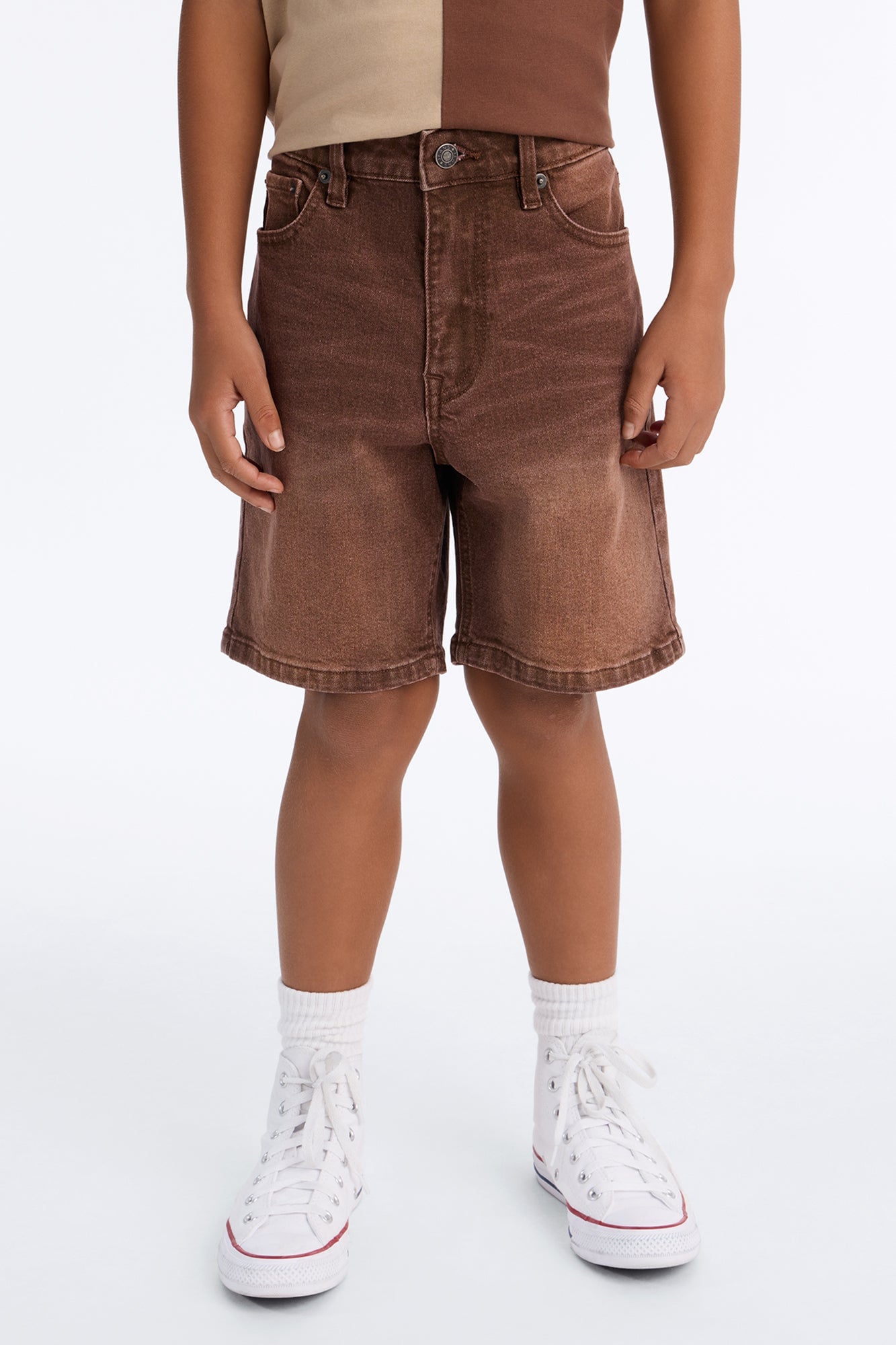Mini Essential Hue Relaxed Denim Short - Brown image 2
