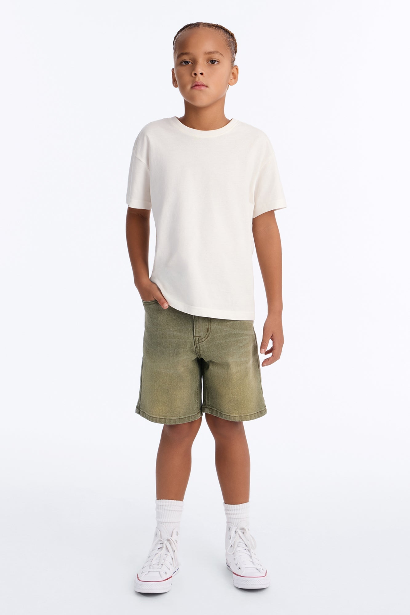 Mini Essential Hue Relaxed Denim Short - Olive image 1