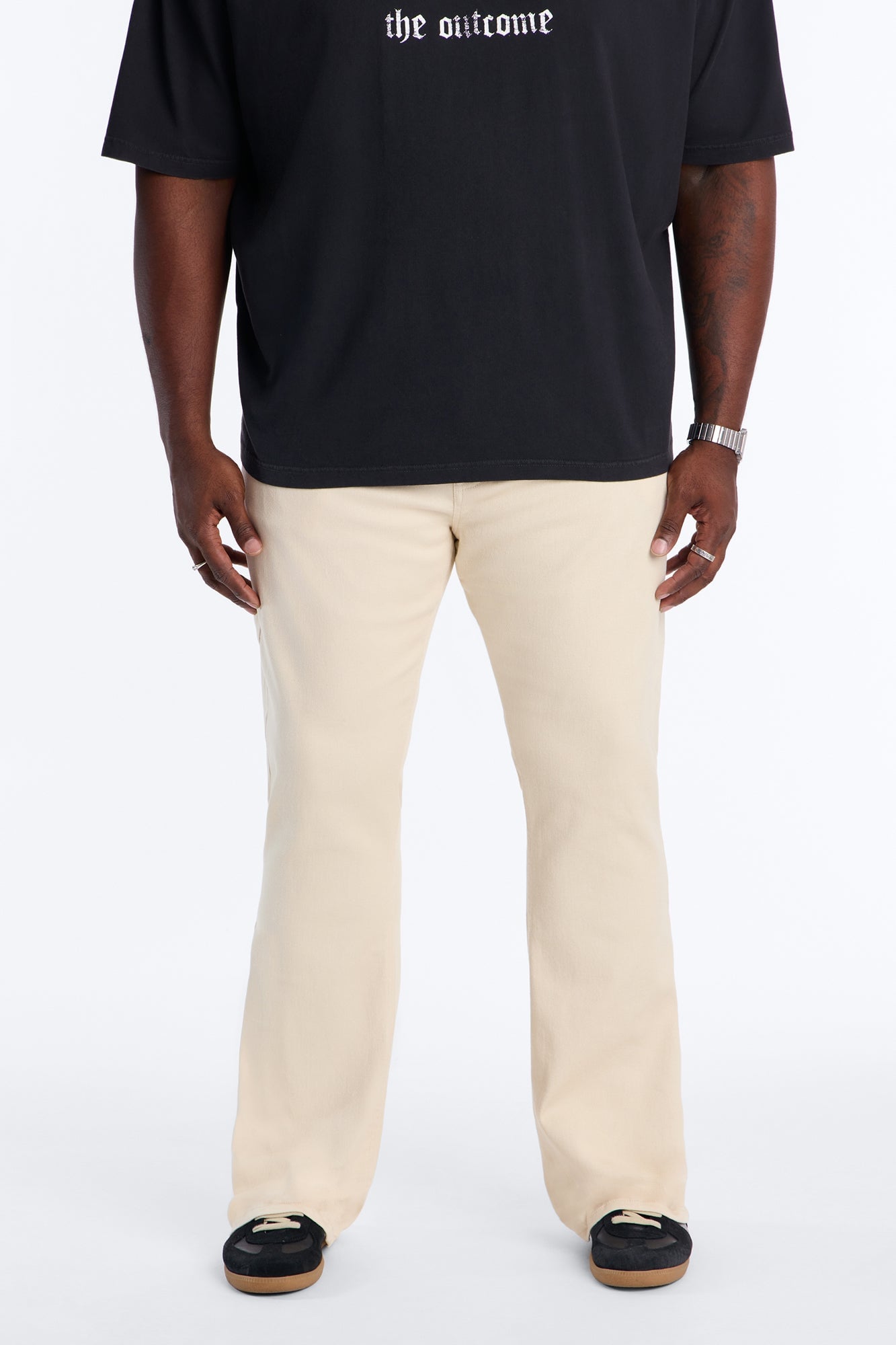Essential Stacked Skinny Flare Stretch Jean - Cream image 1