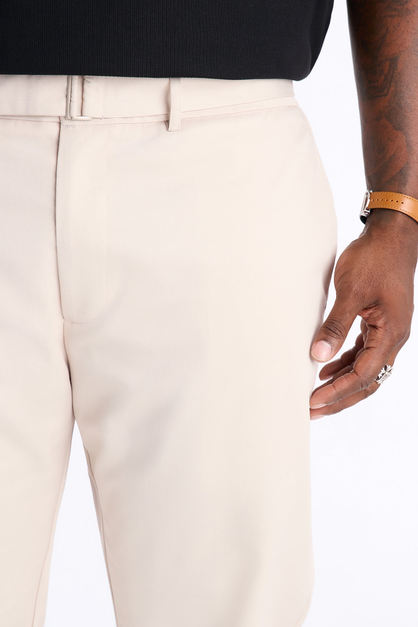 Malakai Belted Straight Leg Pant - Beige image 4