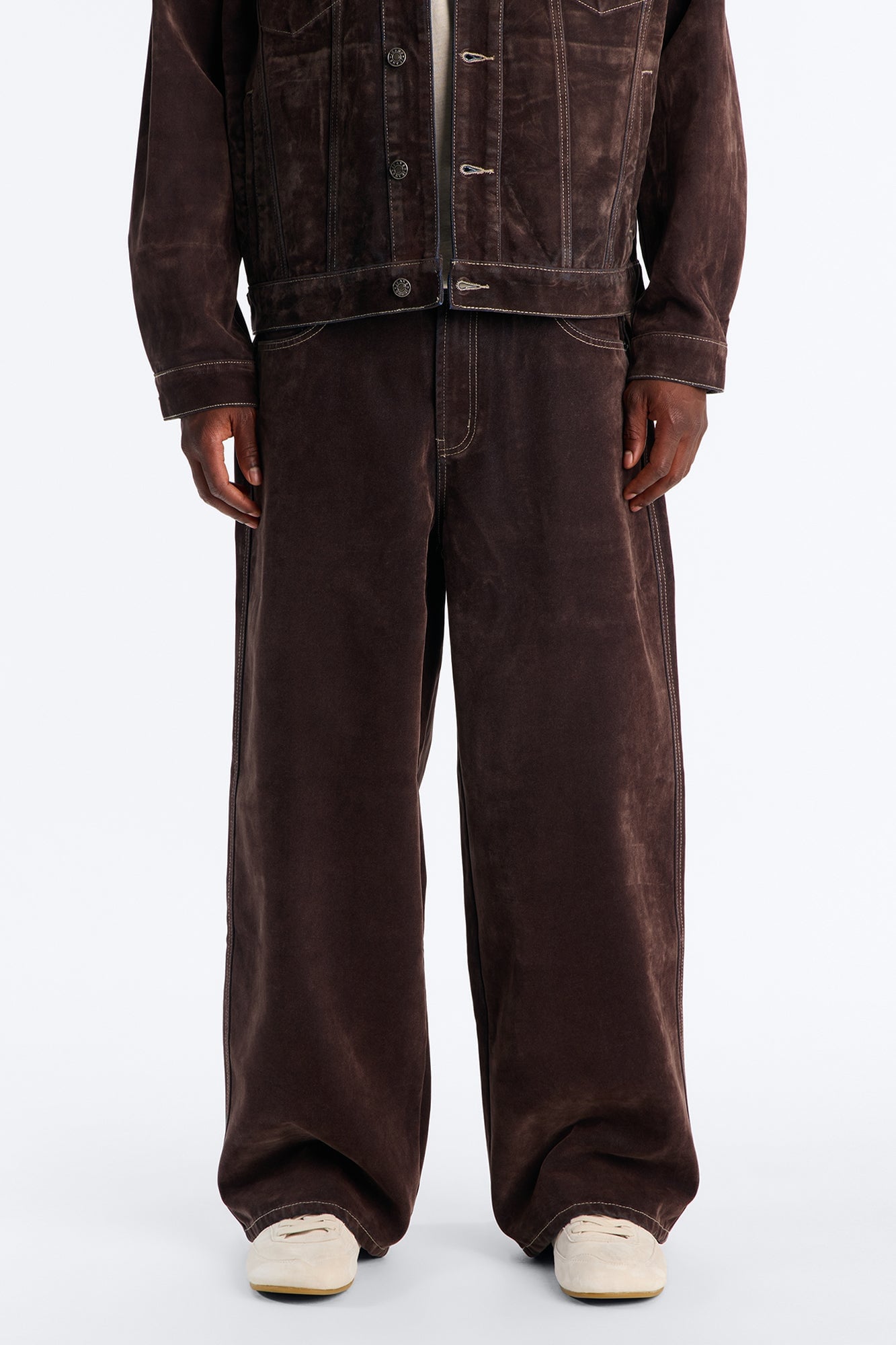 Baggy Studio Flocked Jean - Dark Brown image 6