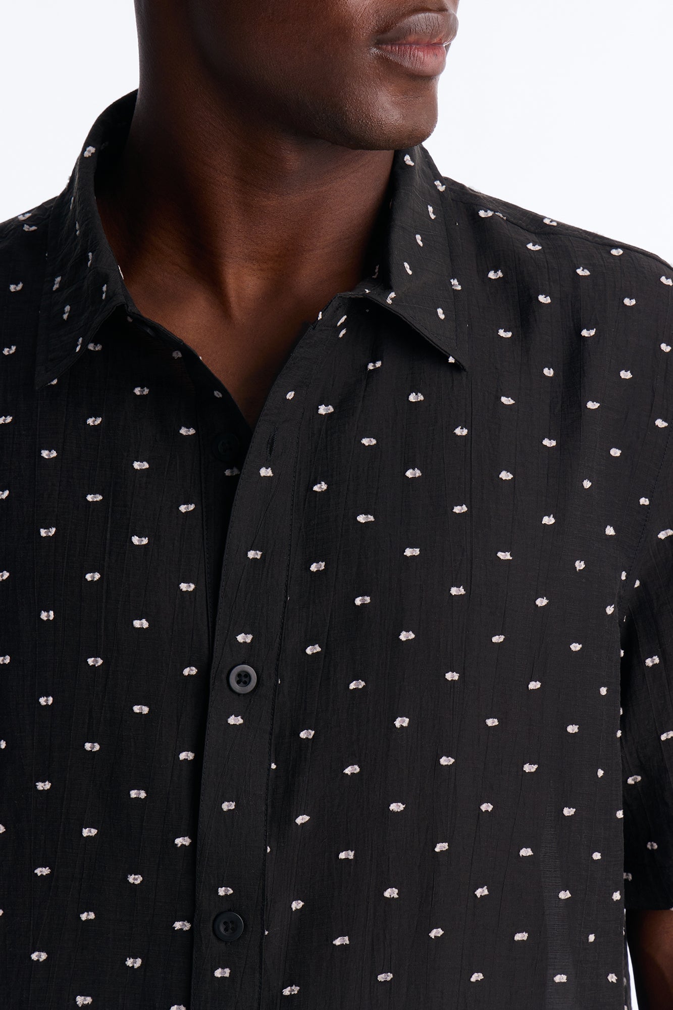 Dotted Swiss Button Up Shirt - Black/White image 7