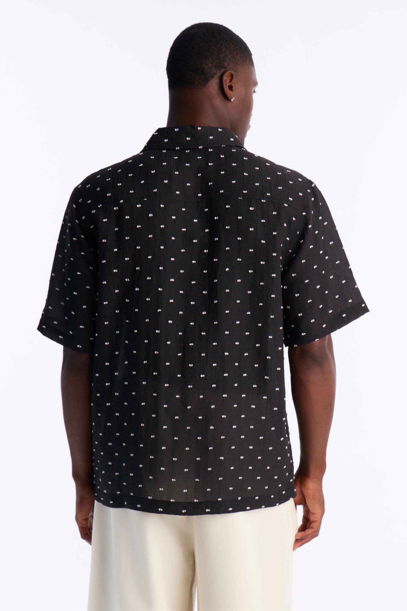 Dotted Swiss Button Up Shirt - Black/White image 8