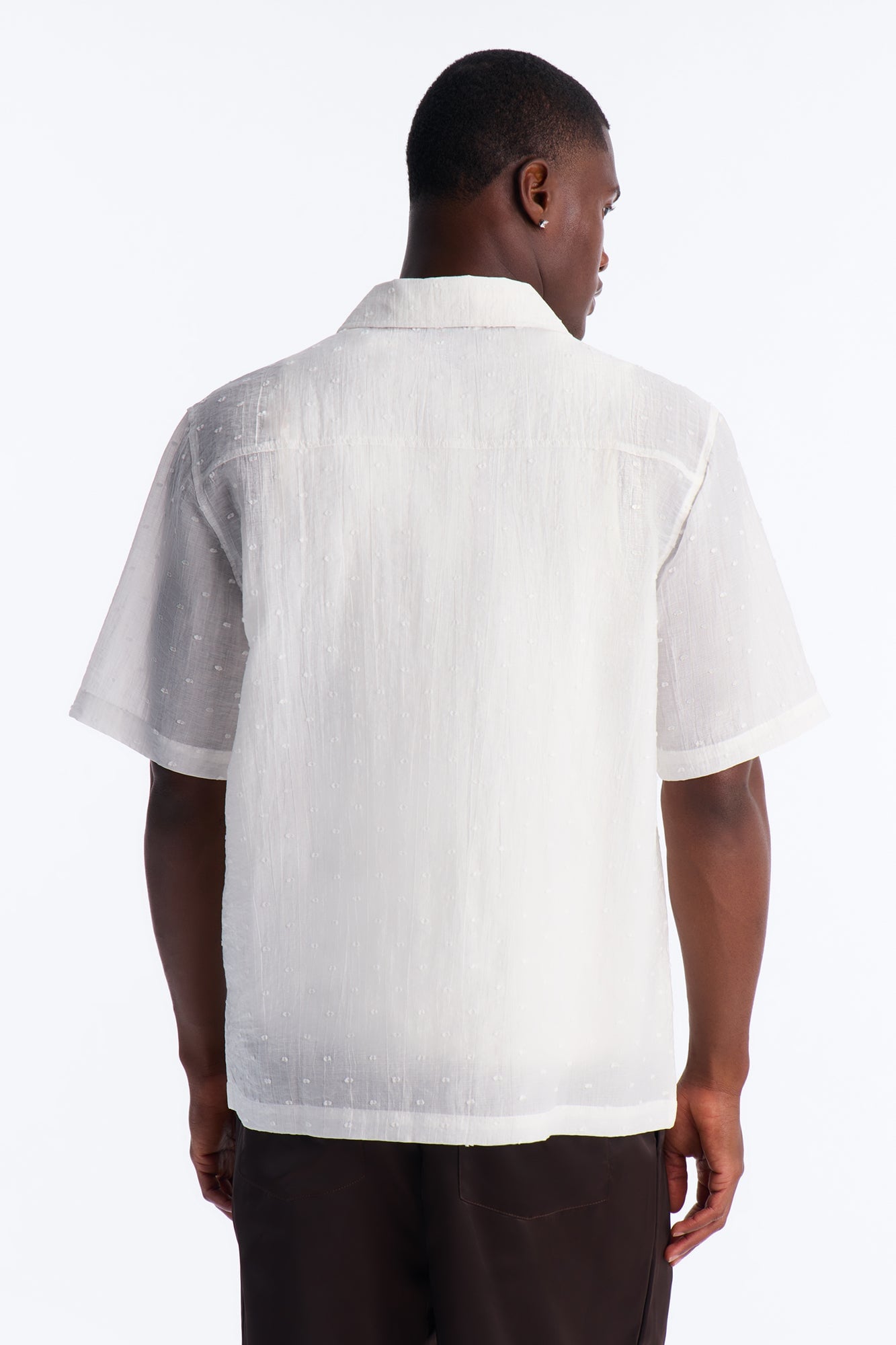 Dotted Swiss Button Up Shirt - White image 8