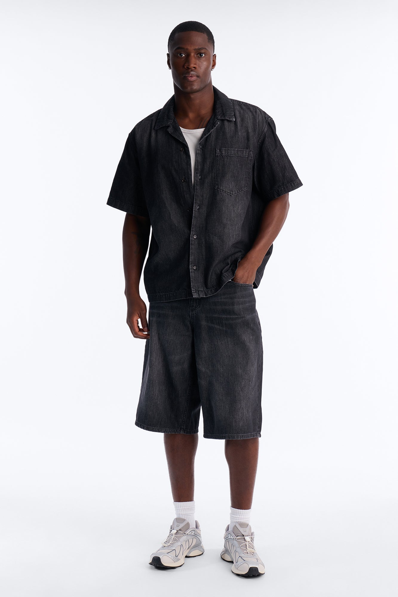 Everyday Hemp Relaxed Cuban Collar Denim Shirt - Black Wash image 5