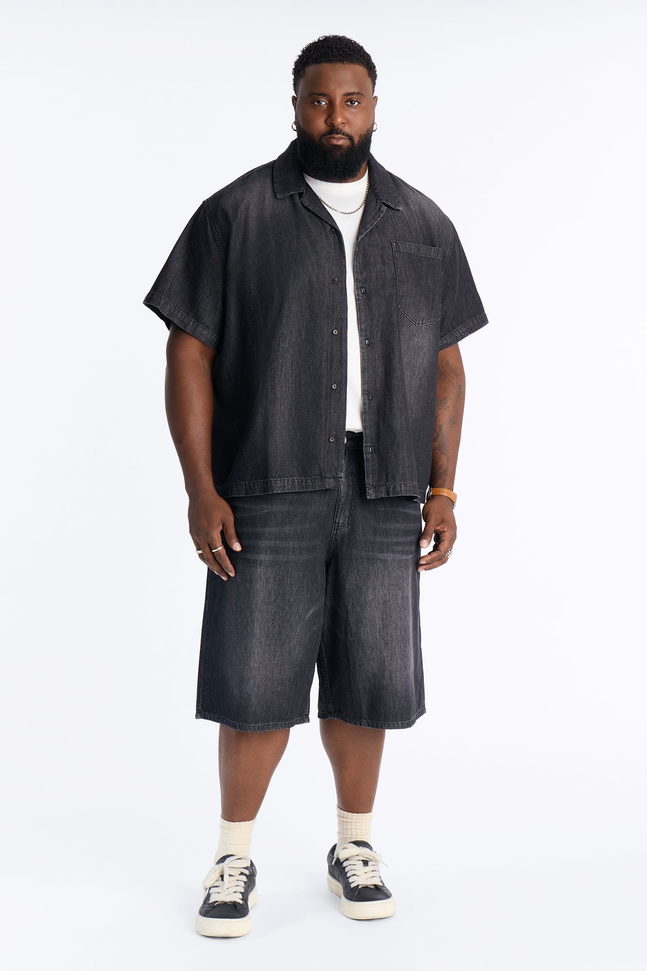 Everyday Hemp Relaxed Cuban Collar Denim Shirt - Black Wash image 2