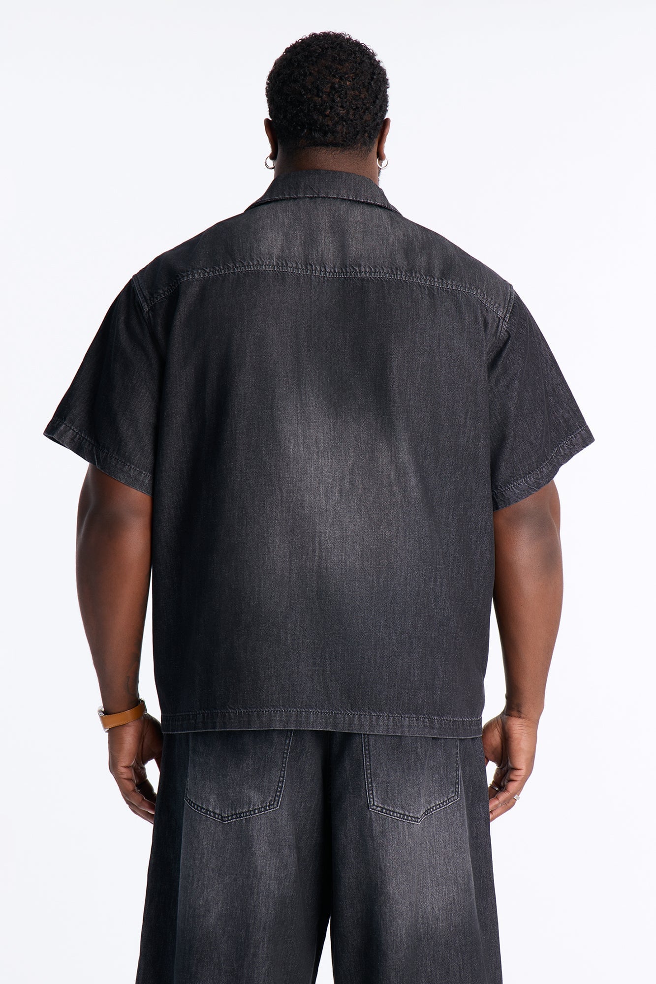 Everyday Hemp Relaxed Cuban Collar Denim Shirt - Black Wash image 3