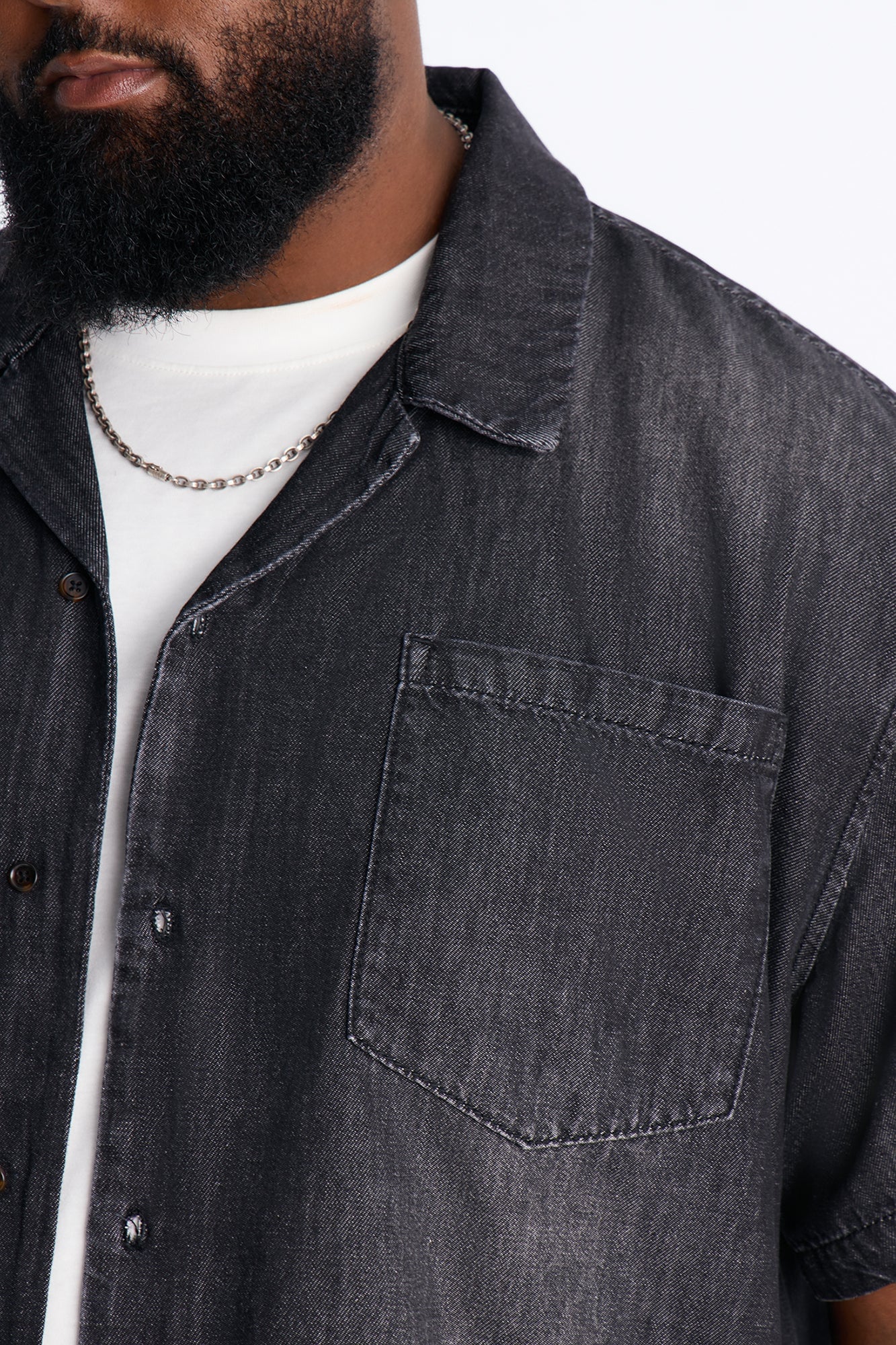 Everyday Hemp Relaxed Cuban Collar Denim Shirt - Black Wash image 4