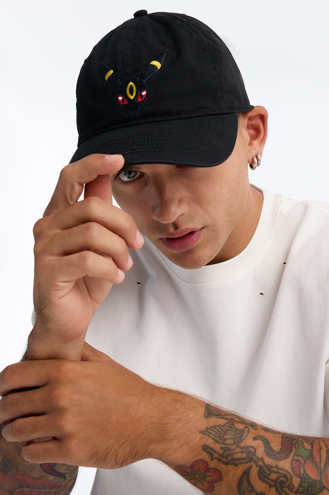 Pokemon Umbreon Embroidered Washed Baseball Hat - Black image 2