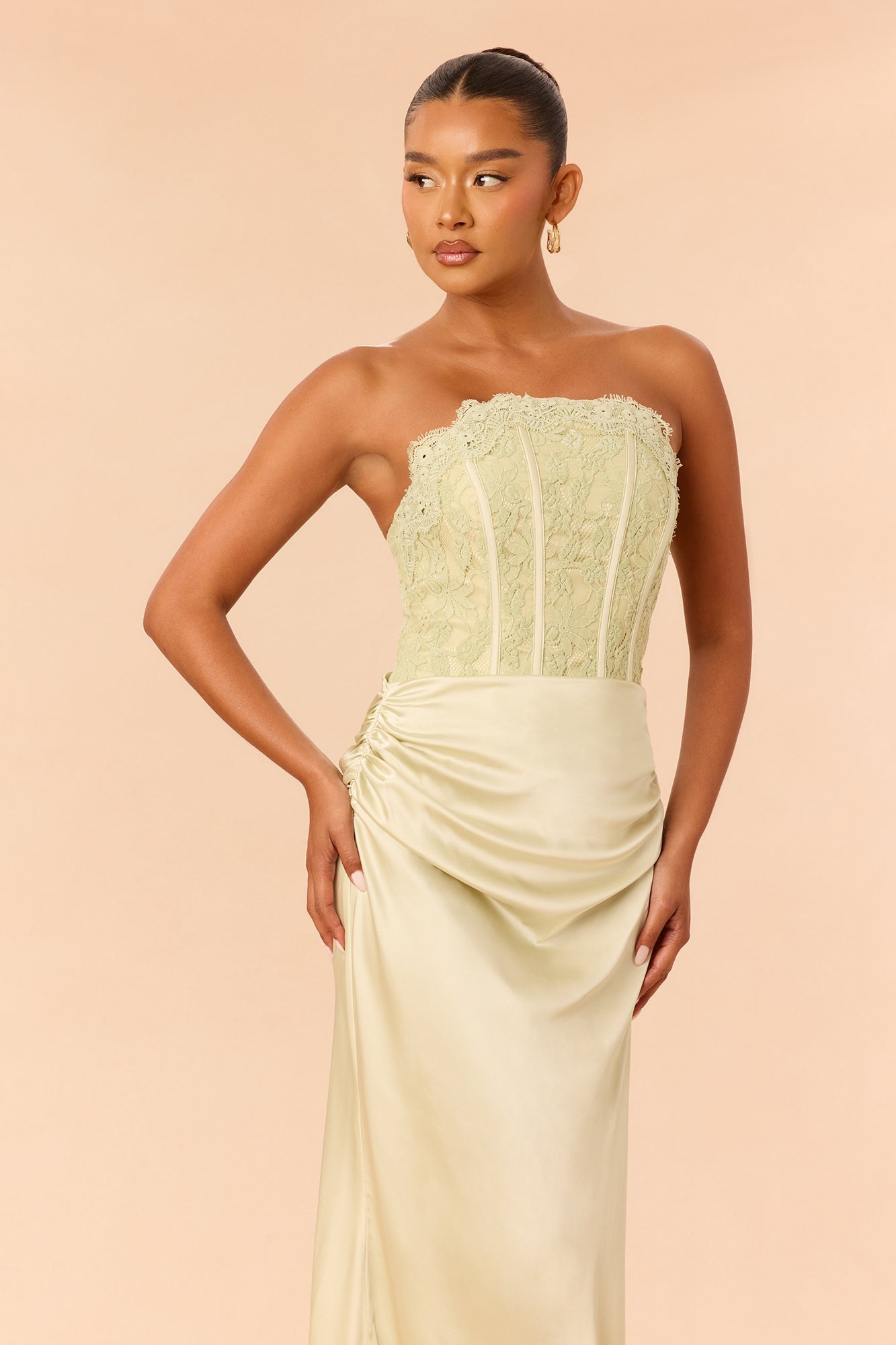 Brianna Lace Corset Maxi Dress - Sage image 2