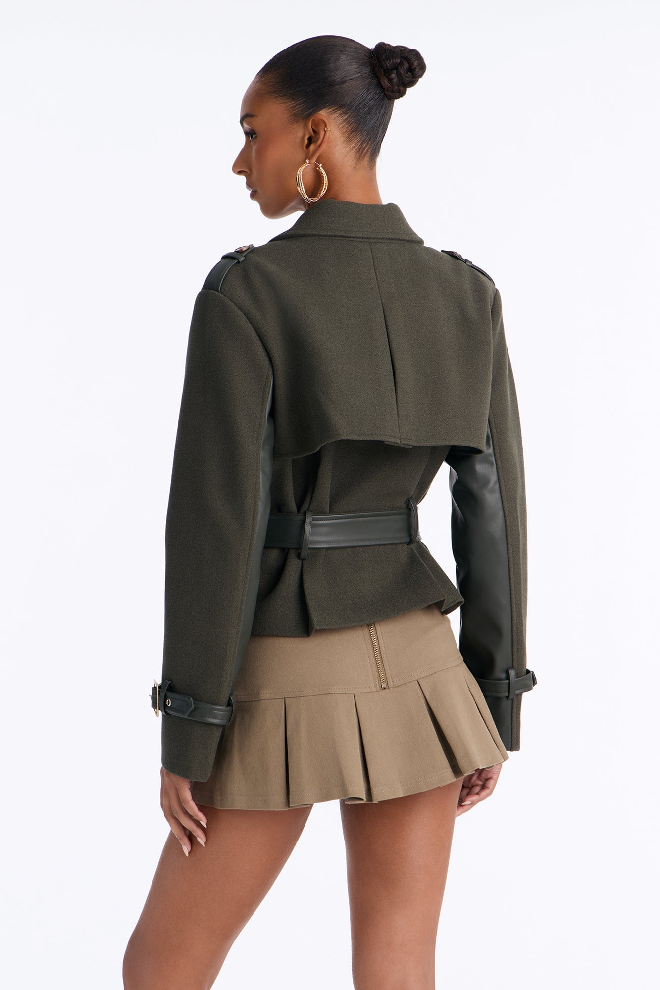 Not Too Casual Cropped Trench - Military Green image 8