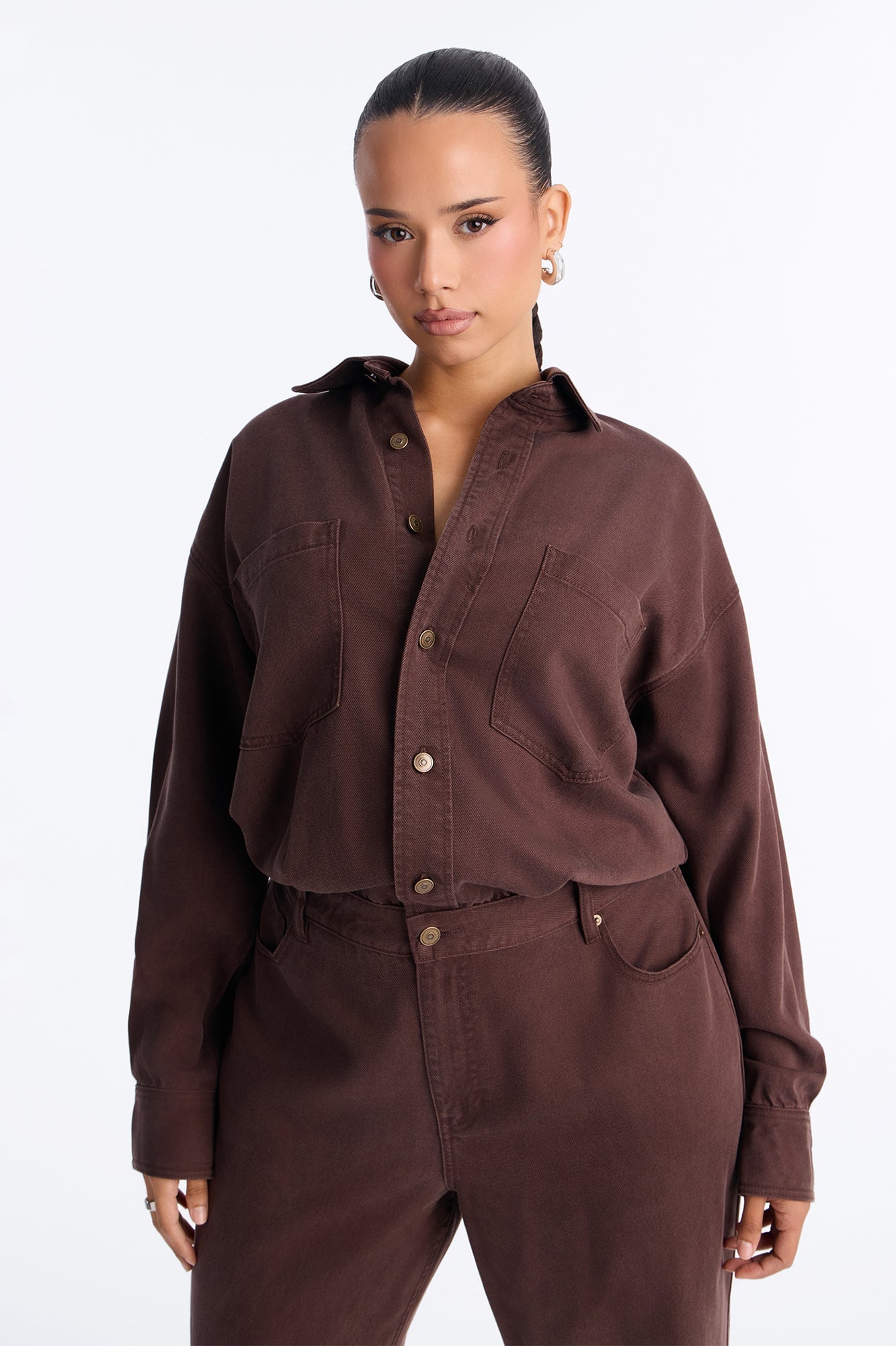 Farmer's Market Cutie Denim Jumpsuit - Chocolate image 2