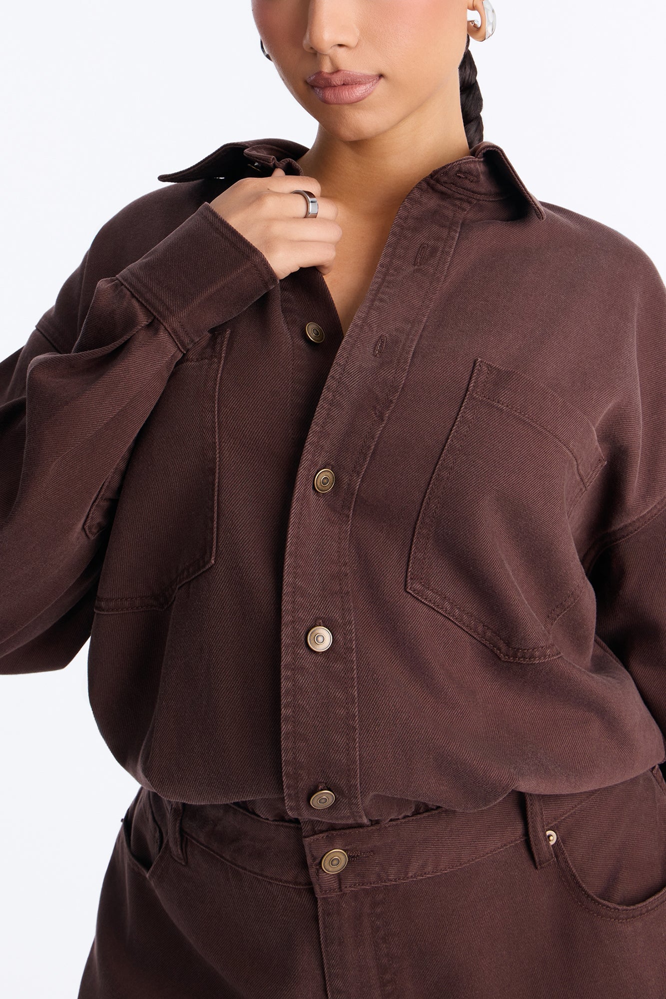 Farmer's Market Cutie Denim Jumpsuit - Chocolate image 3