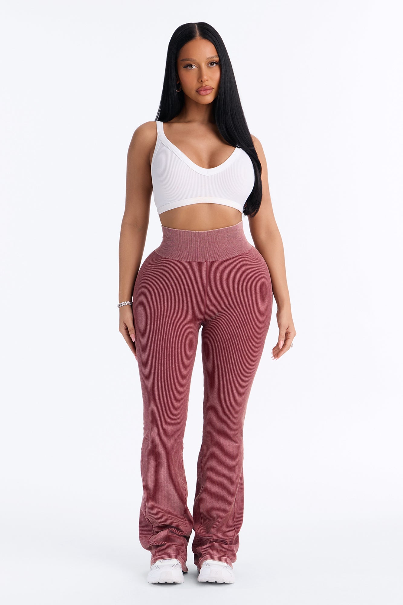 Tall Mia Ribbed Seamless Flare Pant - Sangria image 5