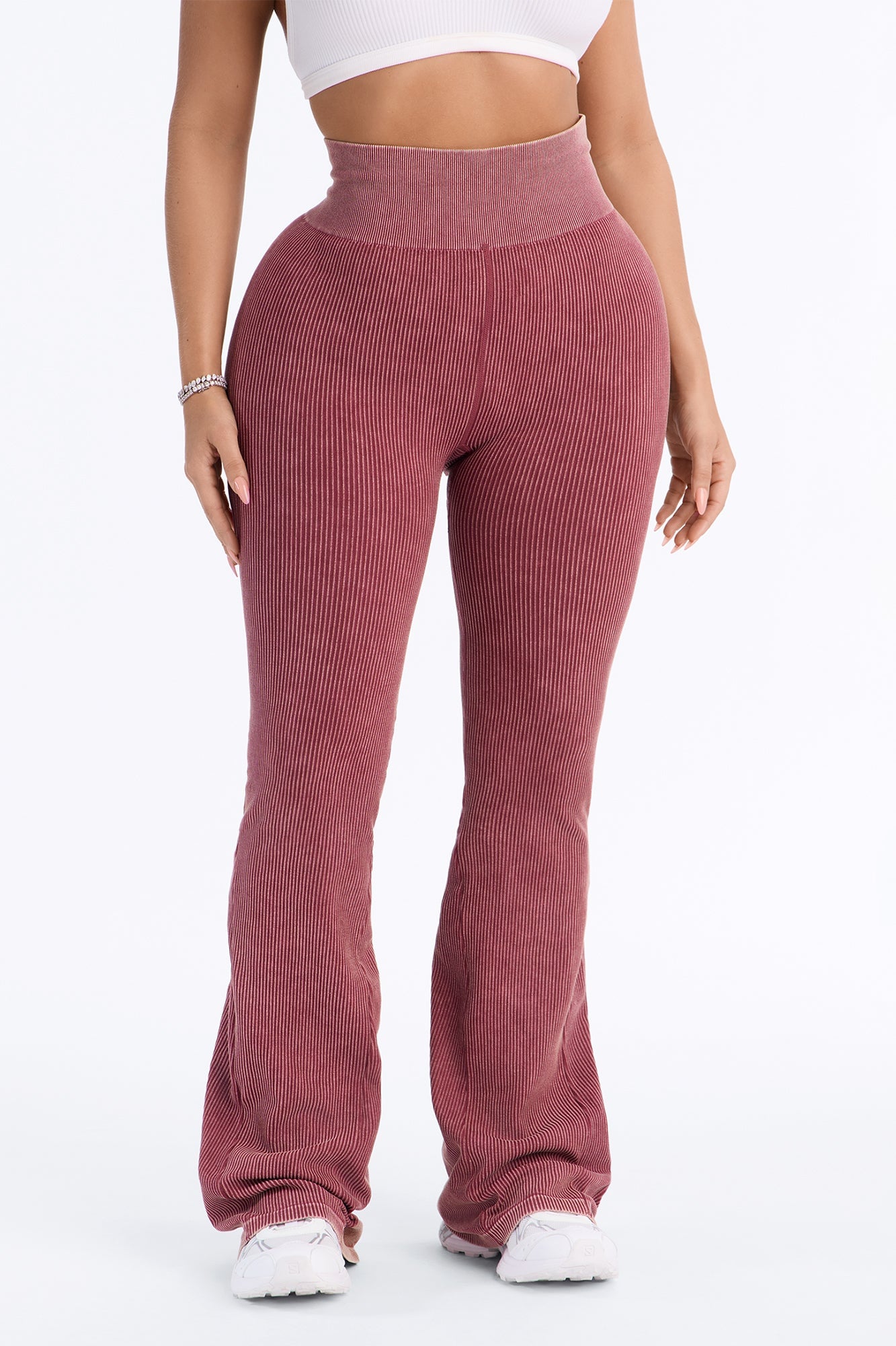 Tall Mia Ribbed Seamless Flare Pant - Sangria image 6