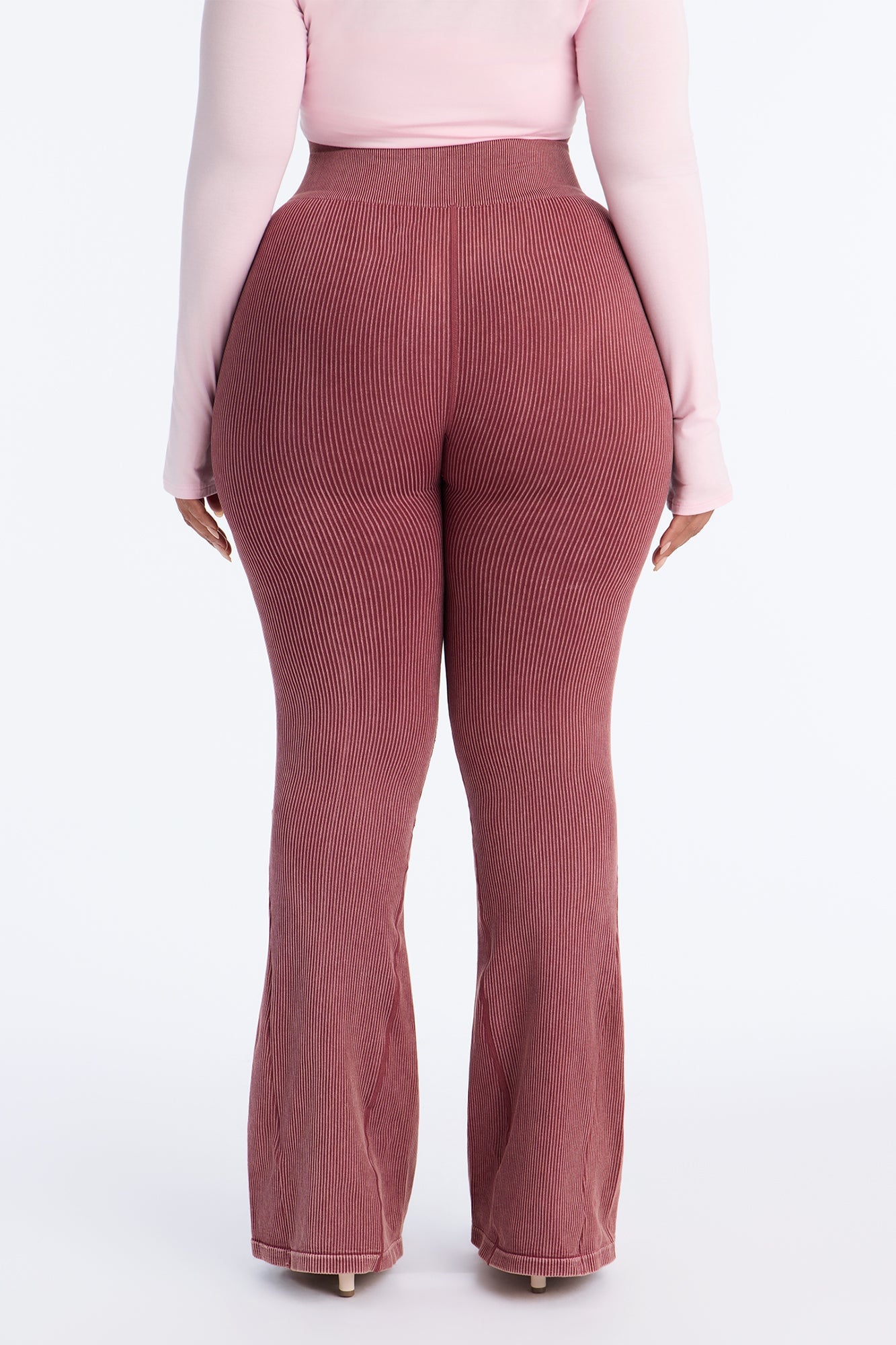 Tall Mia Ribbed Seamless Flare Pant - Sangria image 4