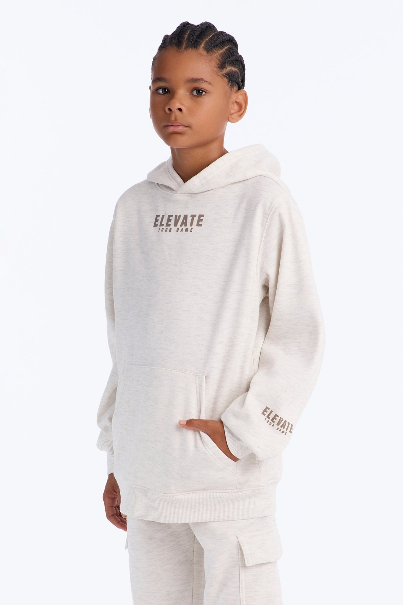 Mini Elevate Your Game Pullover Hoodie and Jogger Pant Set - Oatmeal image 2