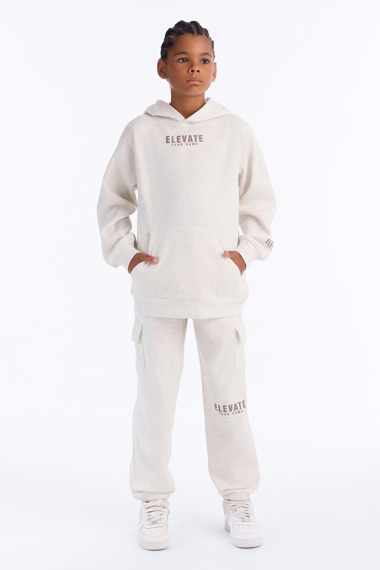 Mini Elevate Your Game Pullover Hoodie and Jogger Pant Set - Oatmeal image 1