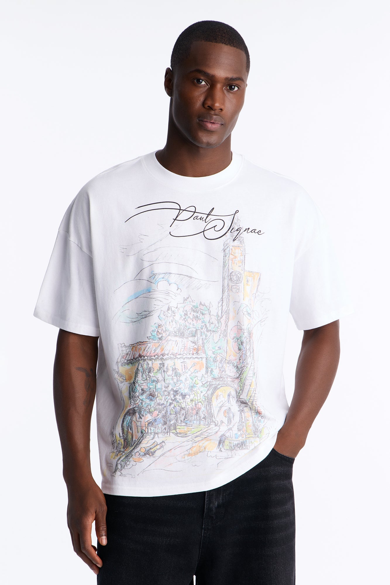Paul Signac Landscape Sketch Short Sleeve Tee - White image 4