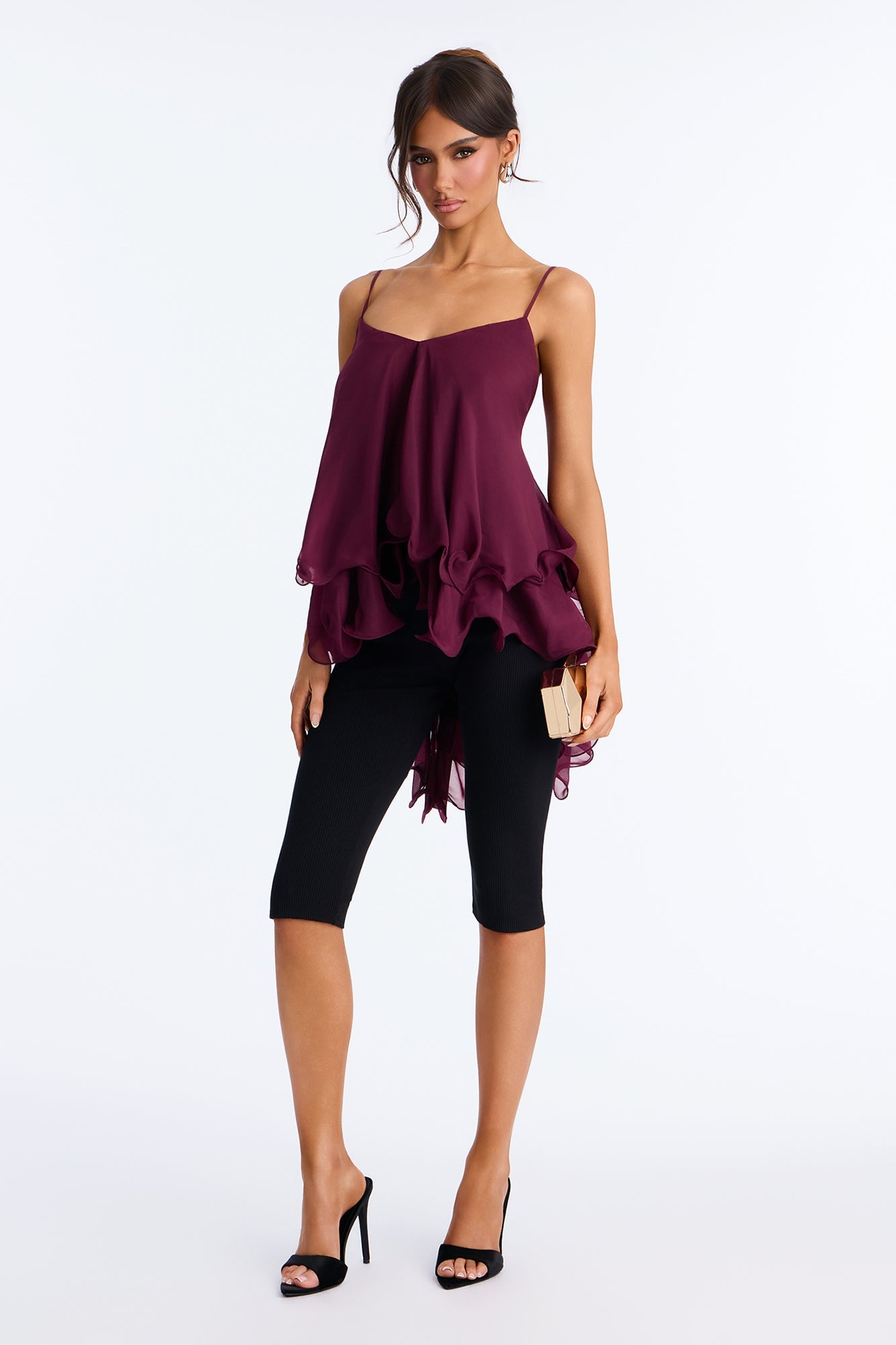 Nadia Ruffle Extreme Ruffle Cami Top - Burgundy image 6