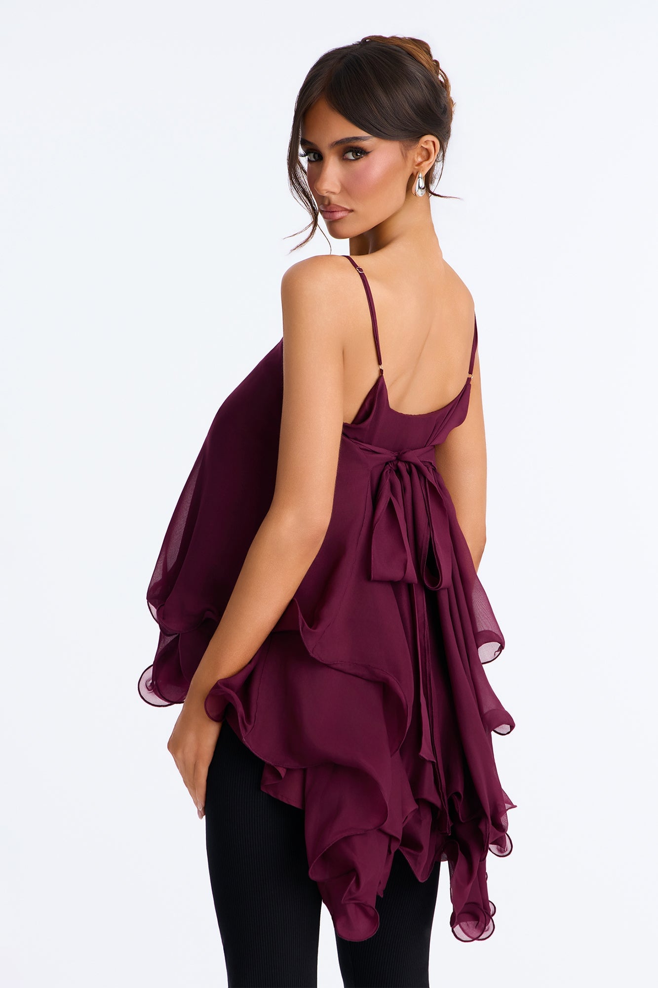 Nadia Ruffle Extreme Ruffle Cami Top - Burgundy image 8