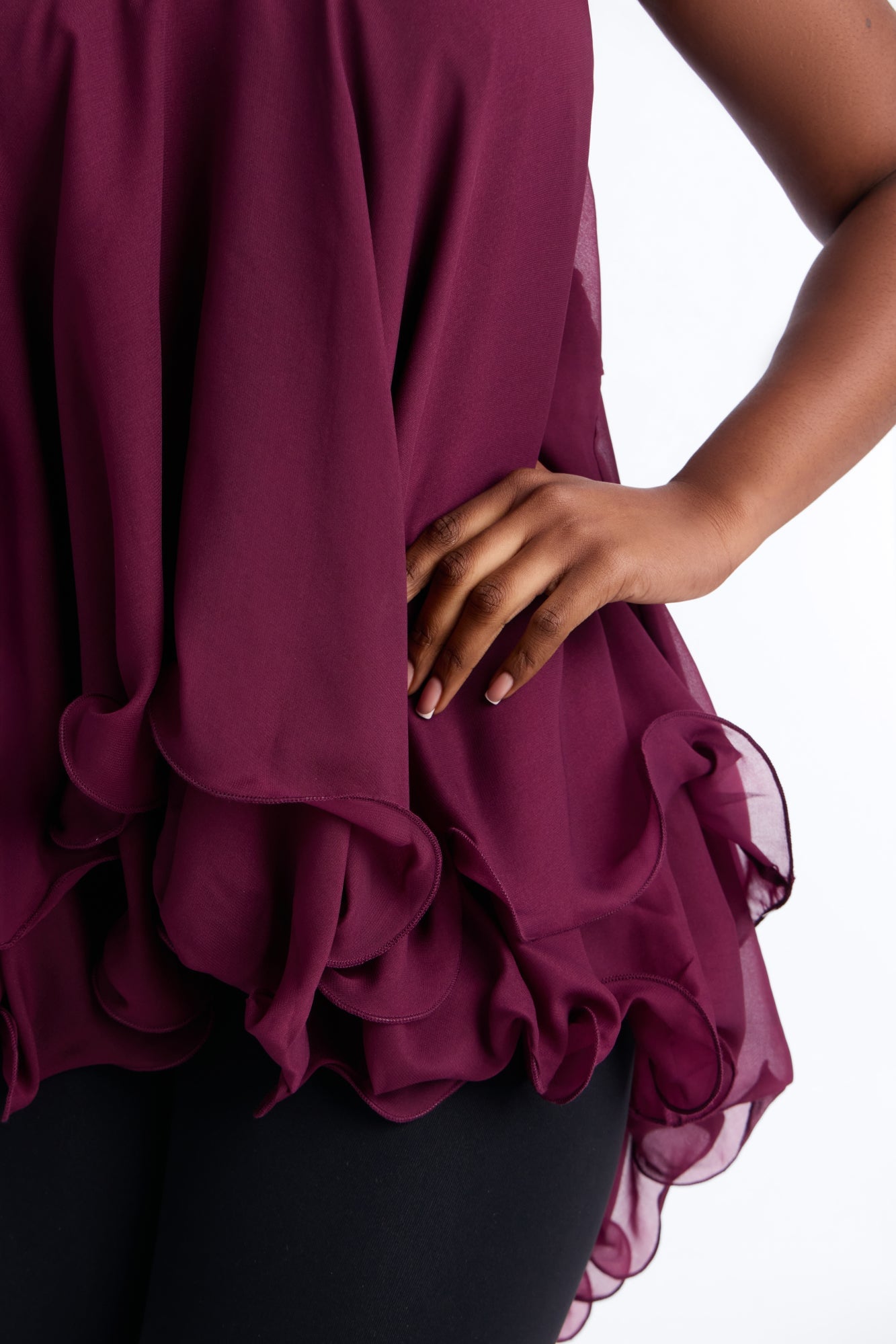 Nadia Ruffle Extreme Ruffle Cami Top - Burgundy image 3