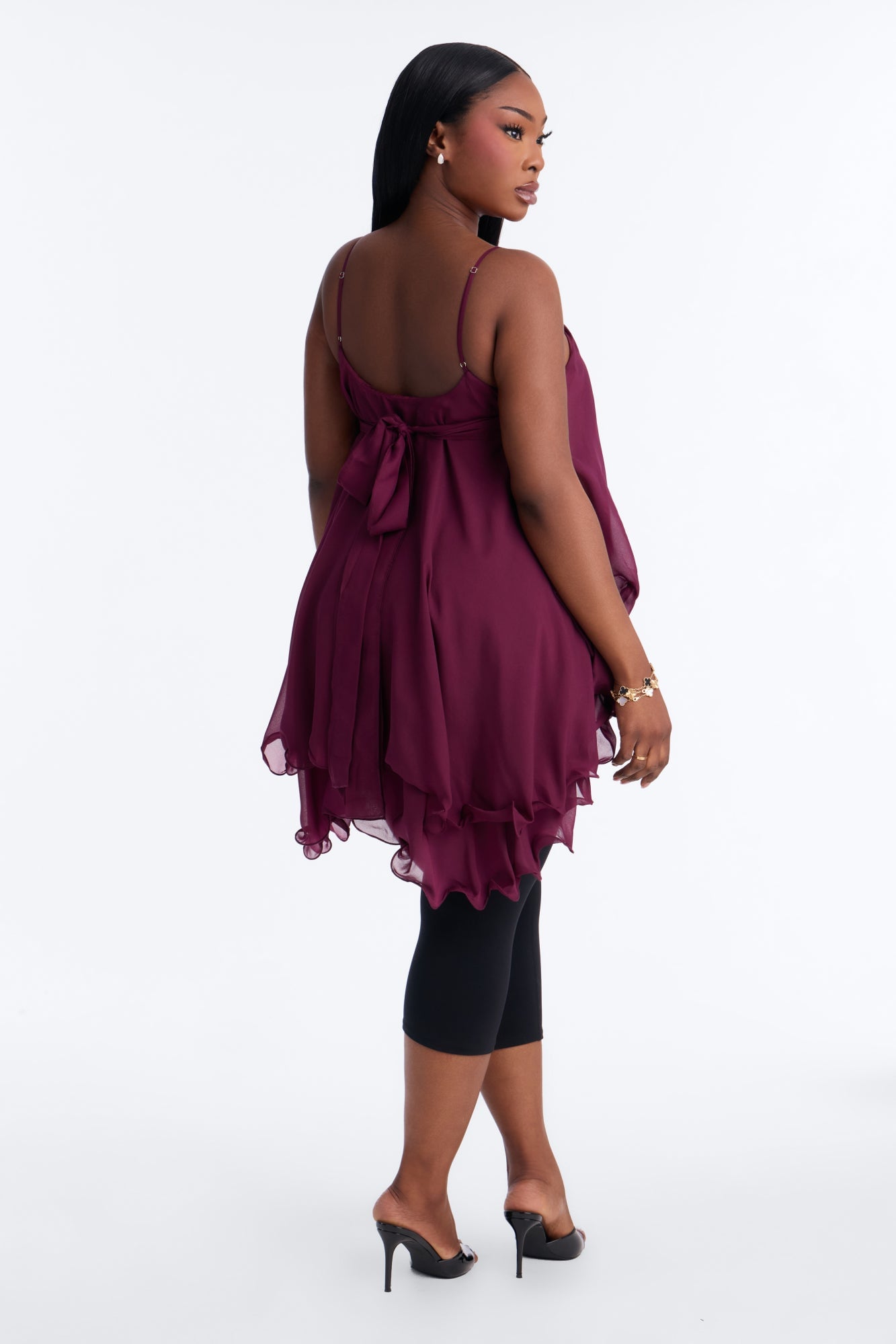 Nadia Ruffle Extreme Ruffle Cami Top - Burgundy image 4