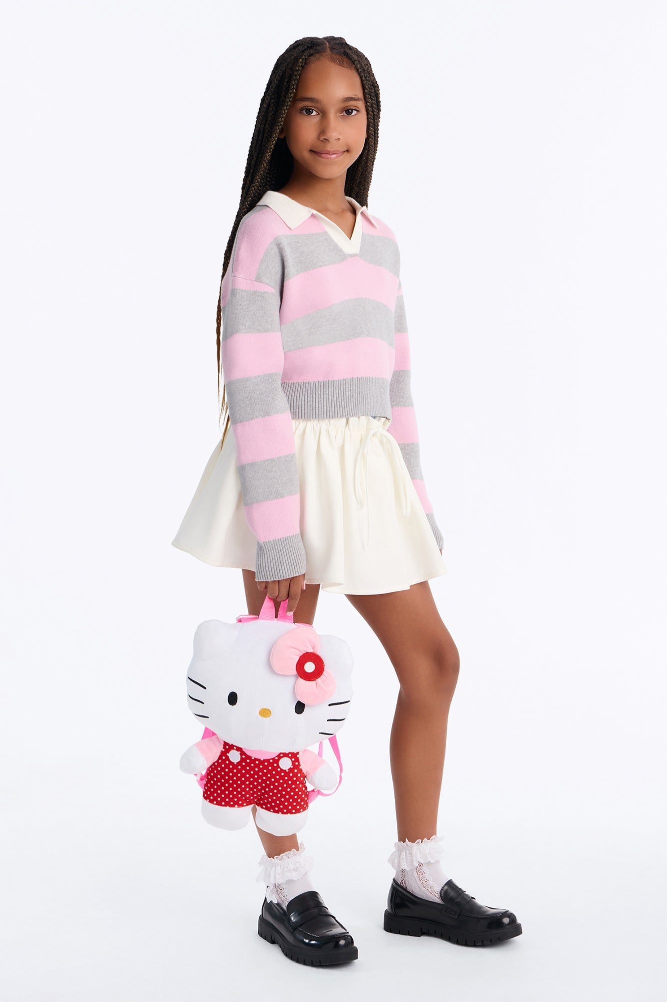 Mini Hello Kitty Plush Cutesy Plush Backpack - White/combo image 1