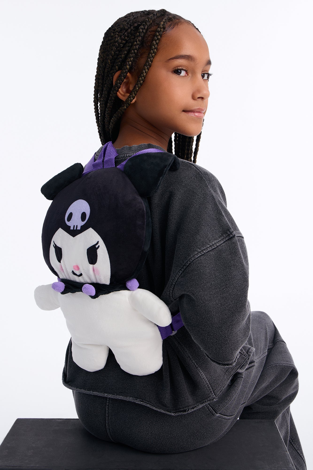 Mini Kuromi Plush Backpack - Black/combo image 1