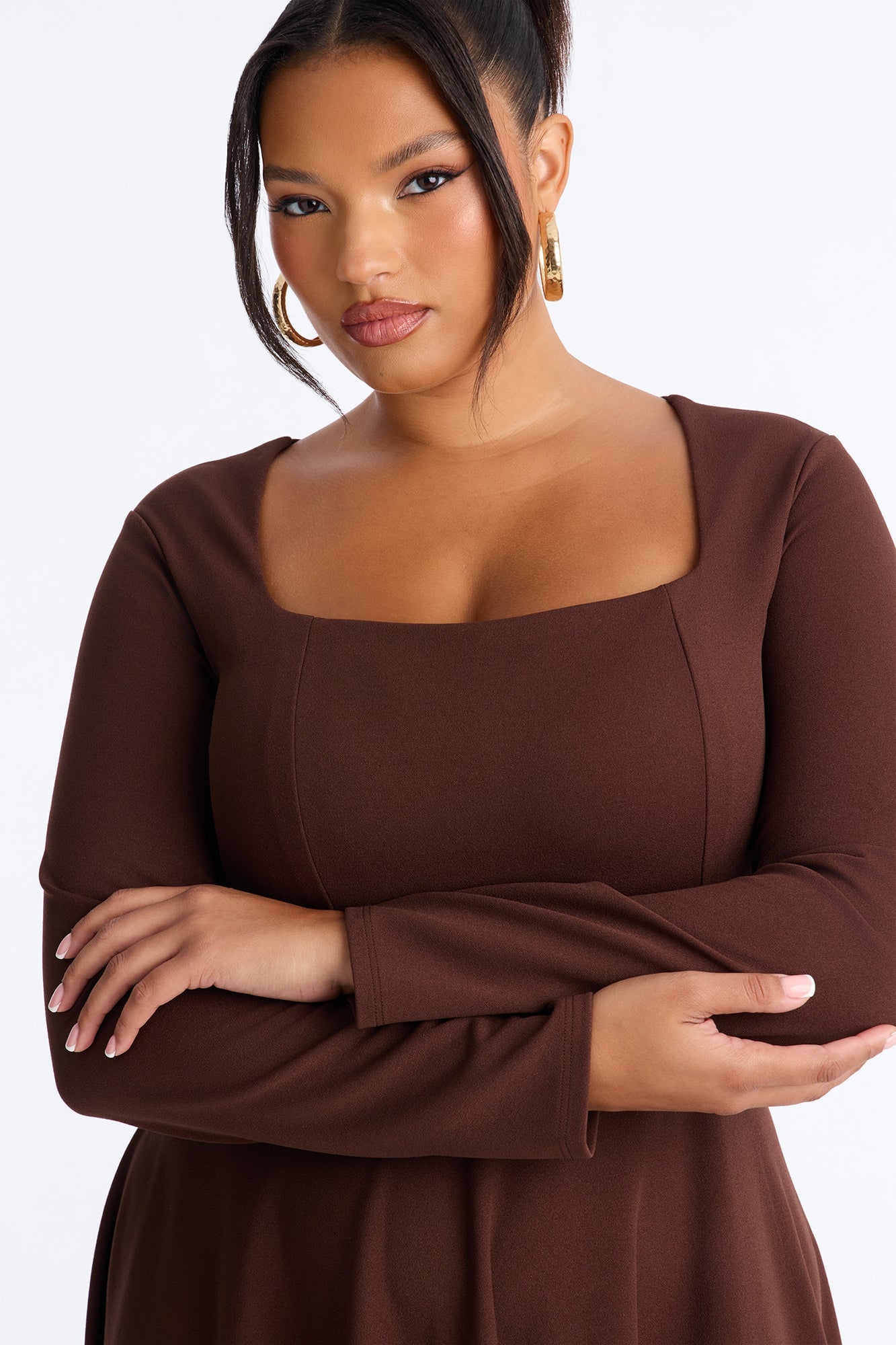 Alena Long Sleeve Midi Dress - Chocolate image 3