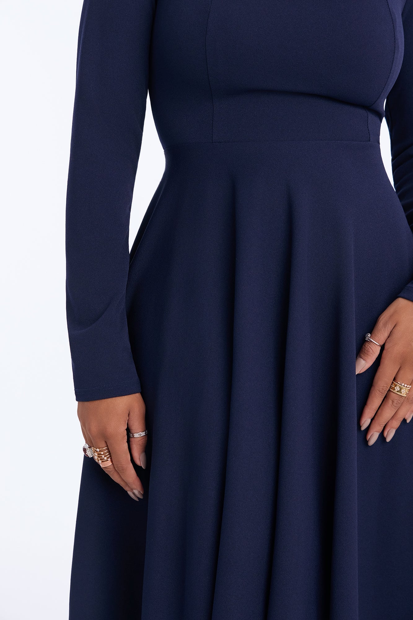 Alena Long Sleeve Midi Dress - Navy image 7
