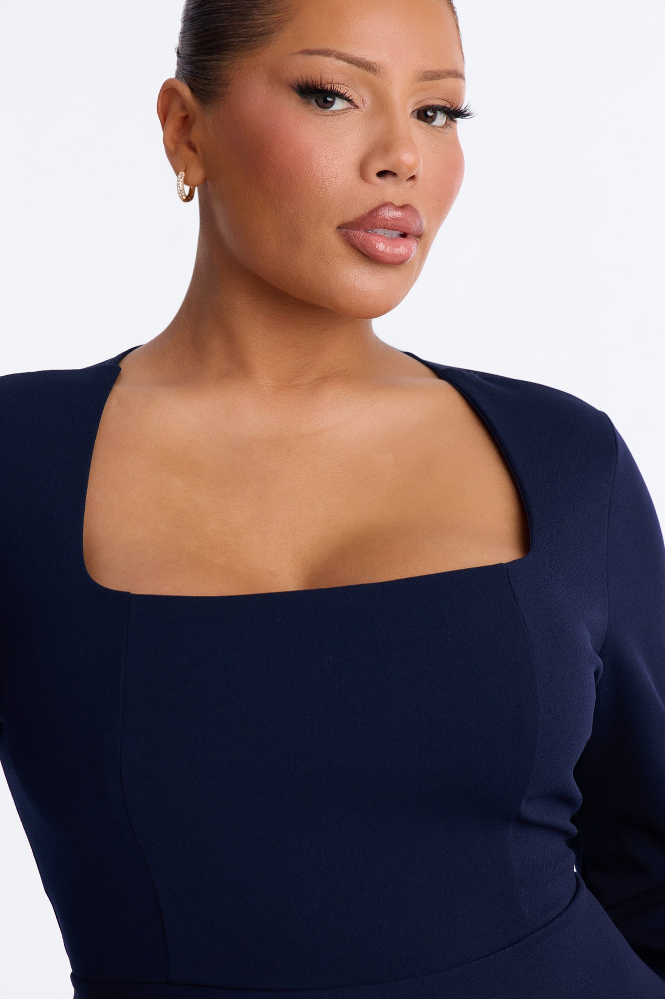 Alena Long Sleeve Midi Dress - Navy image 3