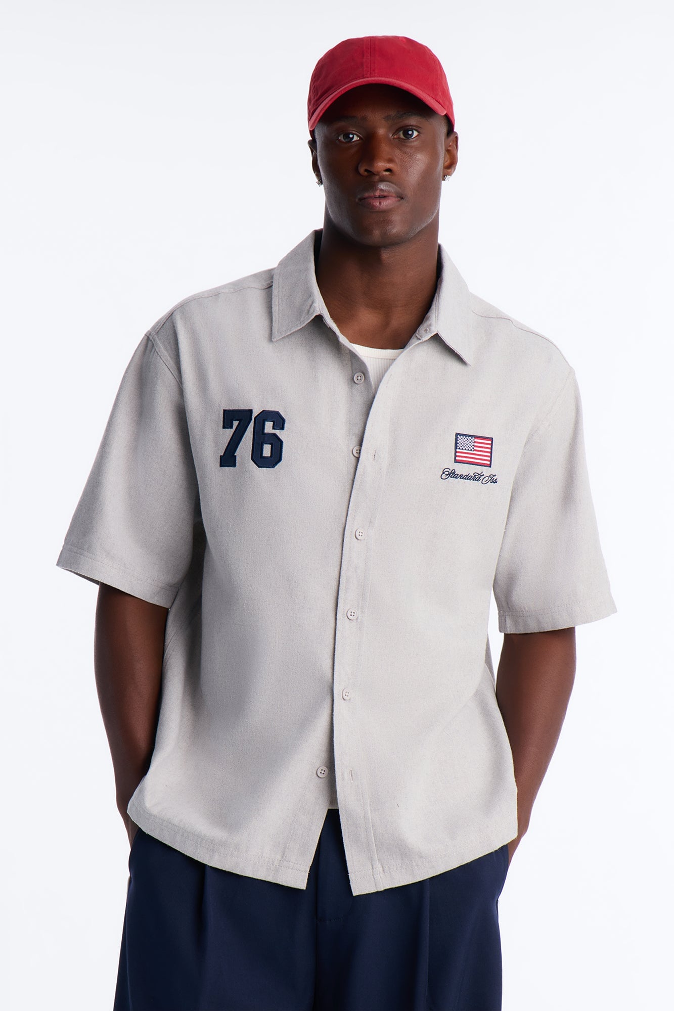 Only In The USA 76' Button Up Shirt - Grey image 5