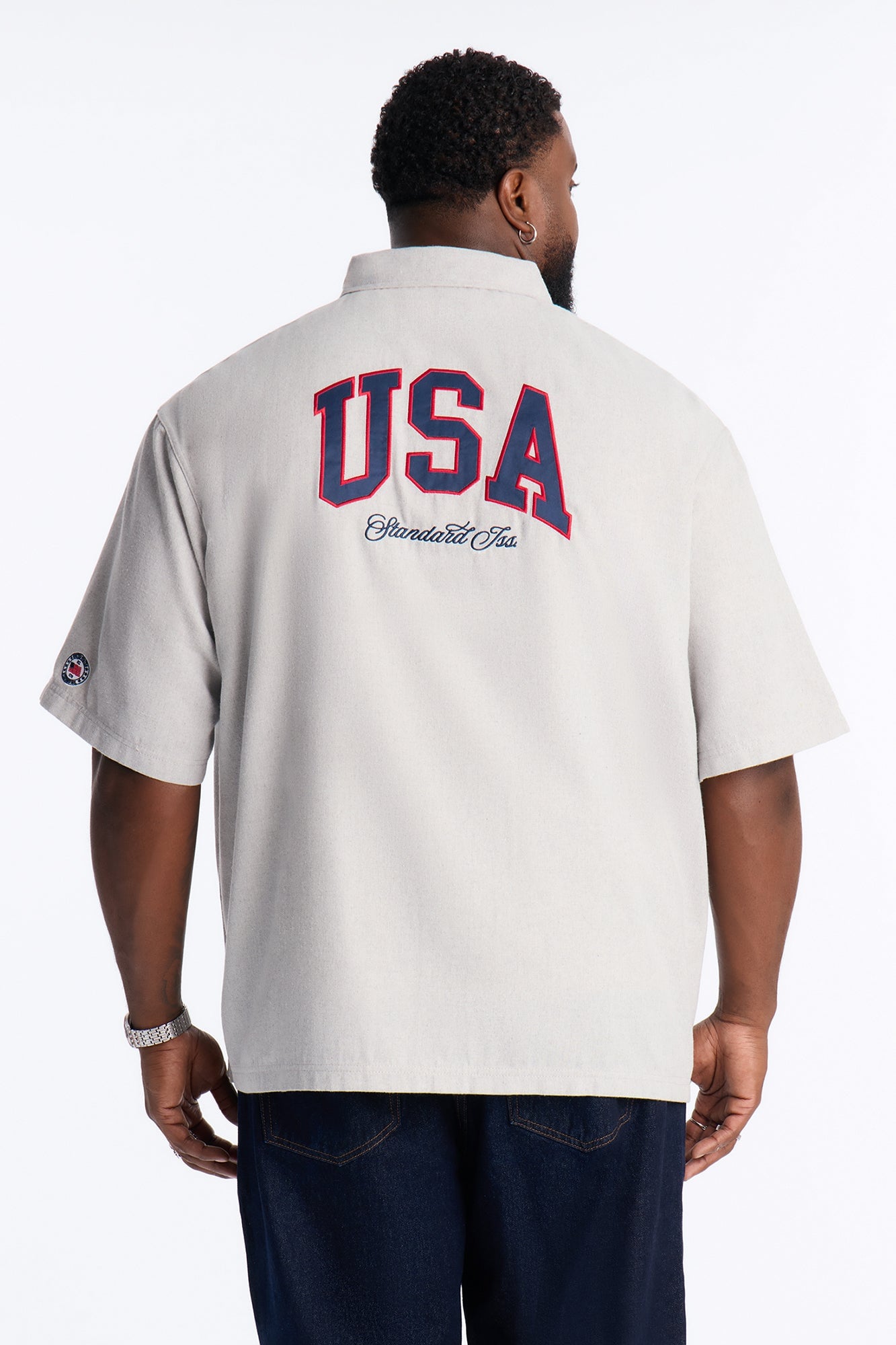 Only In The USA 76' Button Up Shirt - Grey image 3