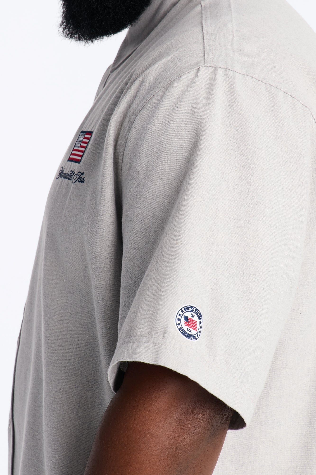 Only In The USA 76' Button Up Shirt - Grey image 4