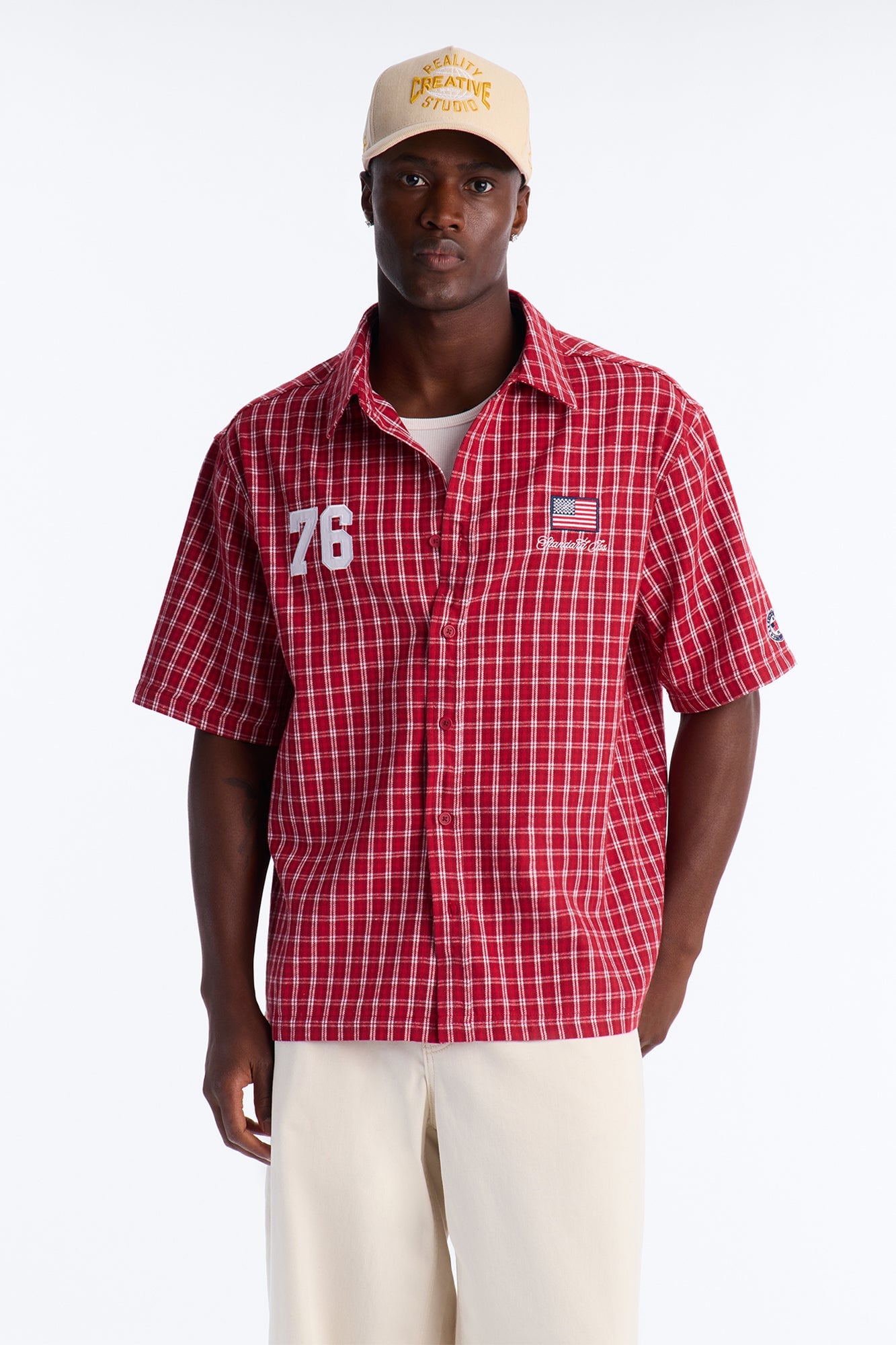 Only In The USA 76' Button Up Shirt - Red image 5