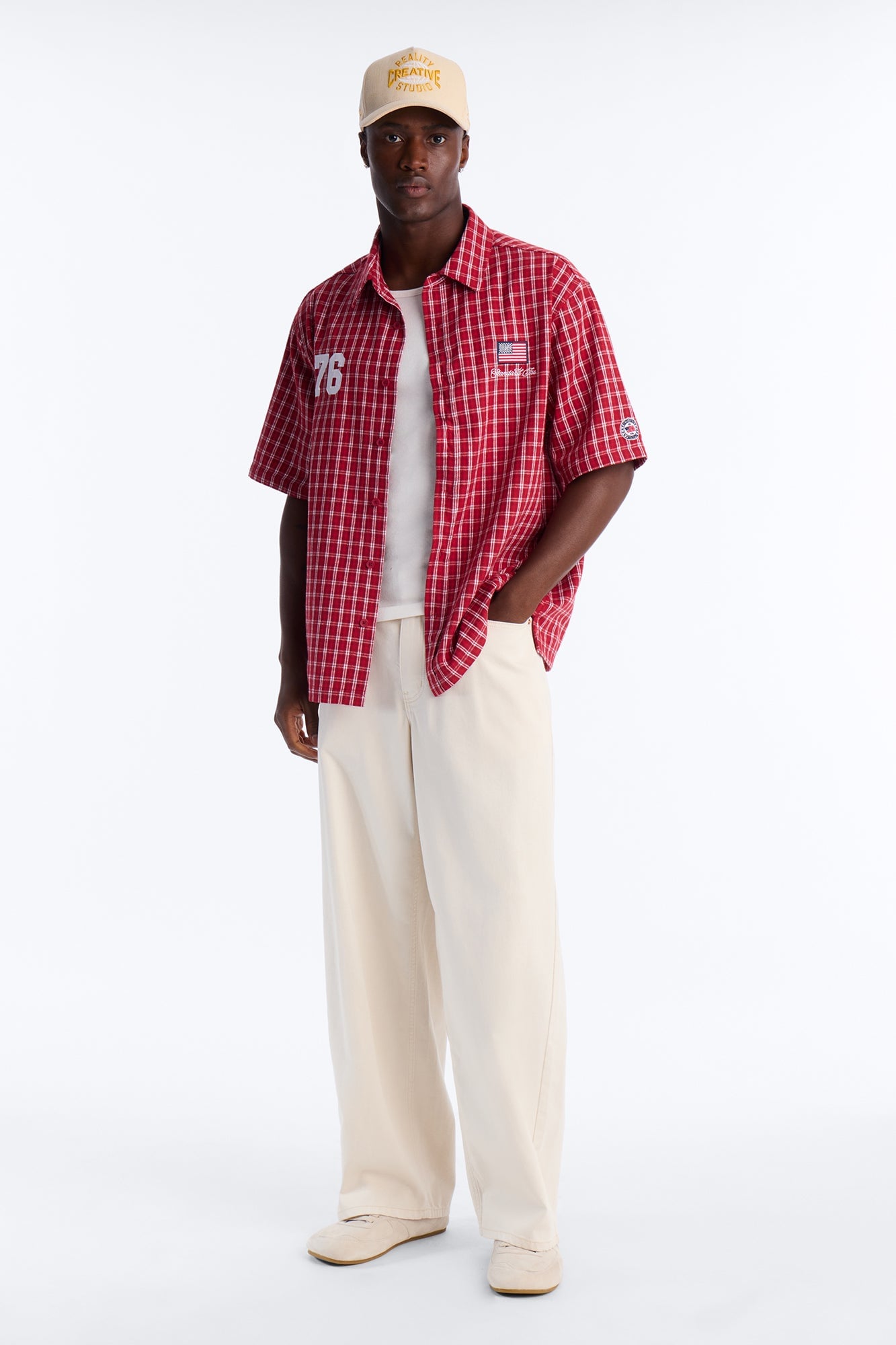Only In The USA 76' Button Up Shirt - Red image 6