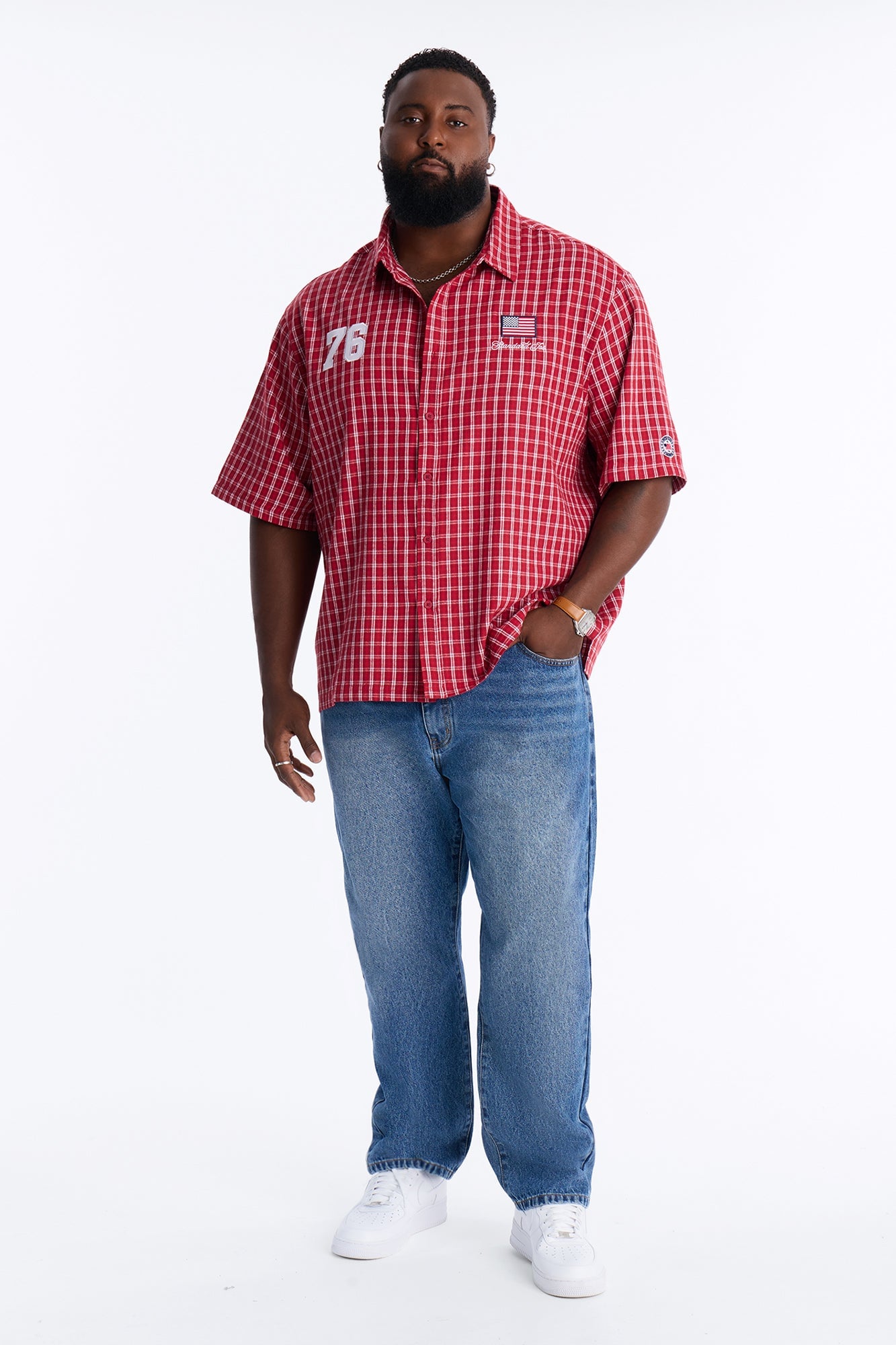 Only In The USA 76' Button Up Shirt - Red image 2