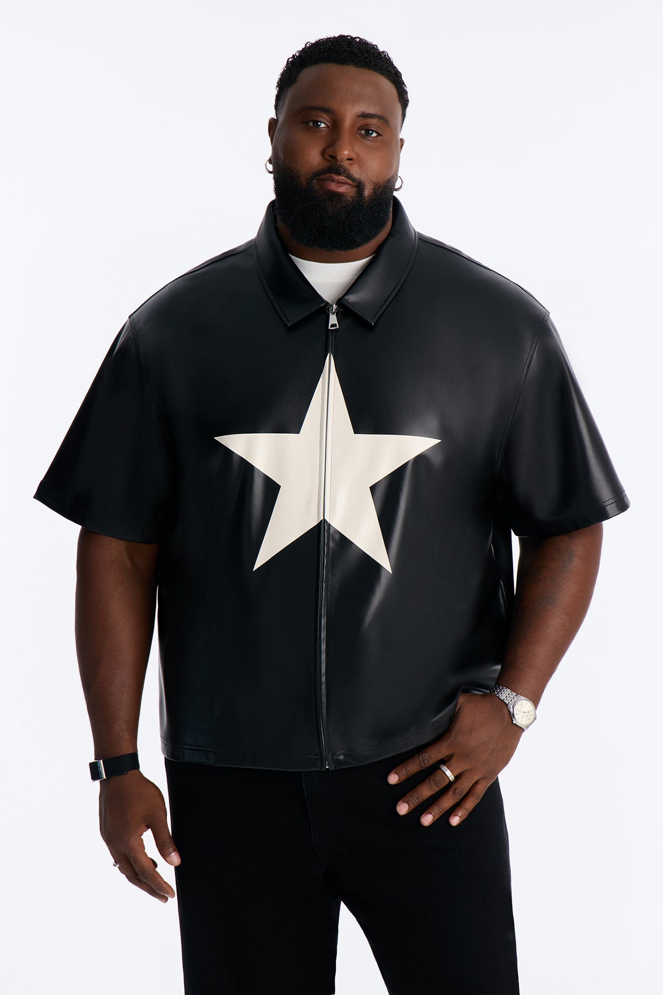Star Quality Zip Up Shirt - Black/combo image 1