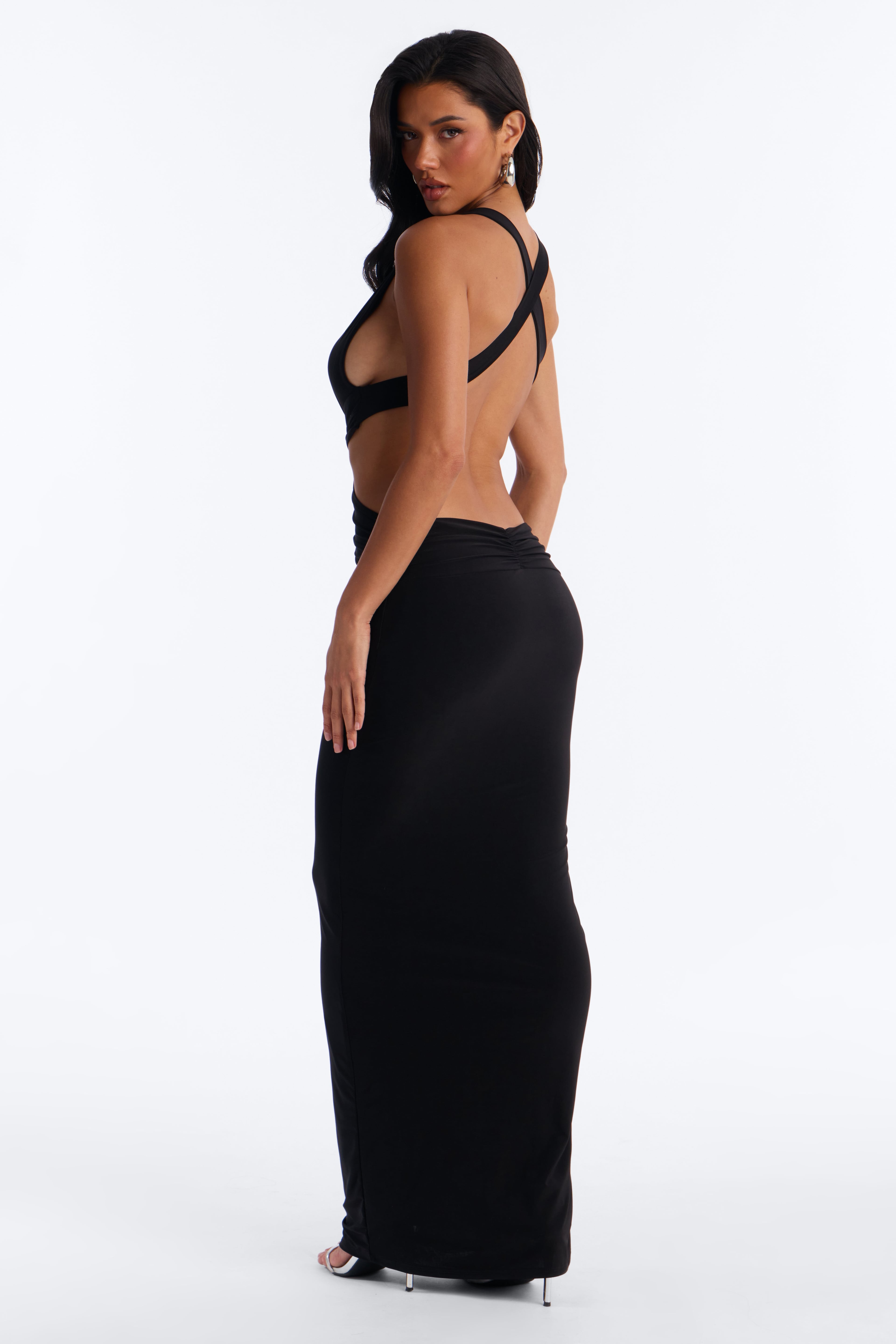 Kaylee Cut Out Backless Maxi Dress - Black image 2