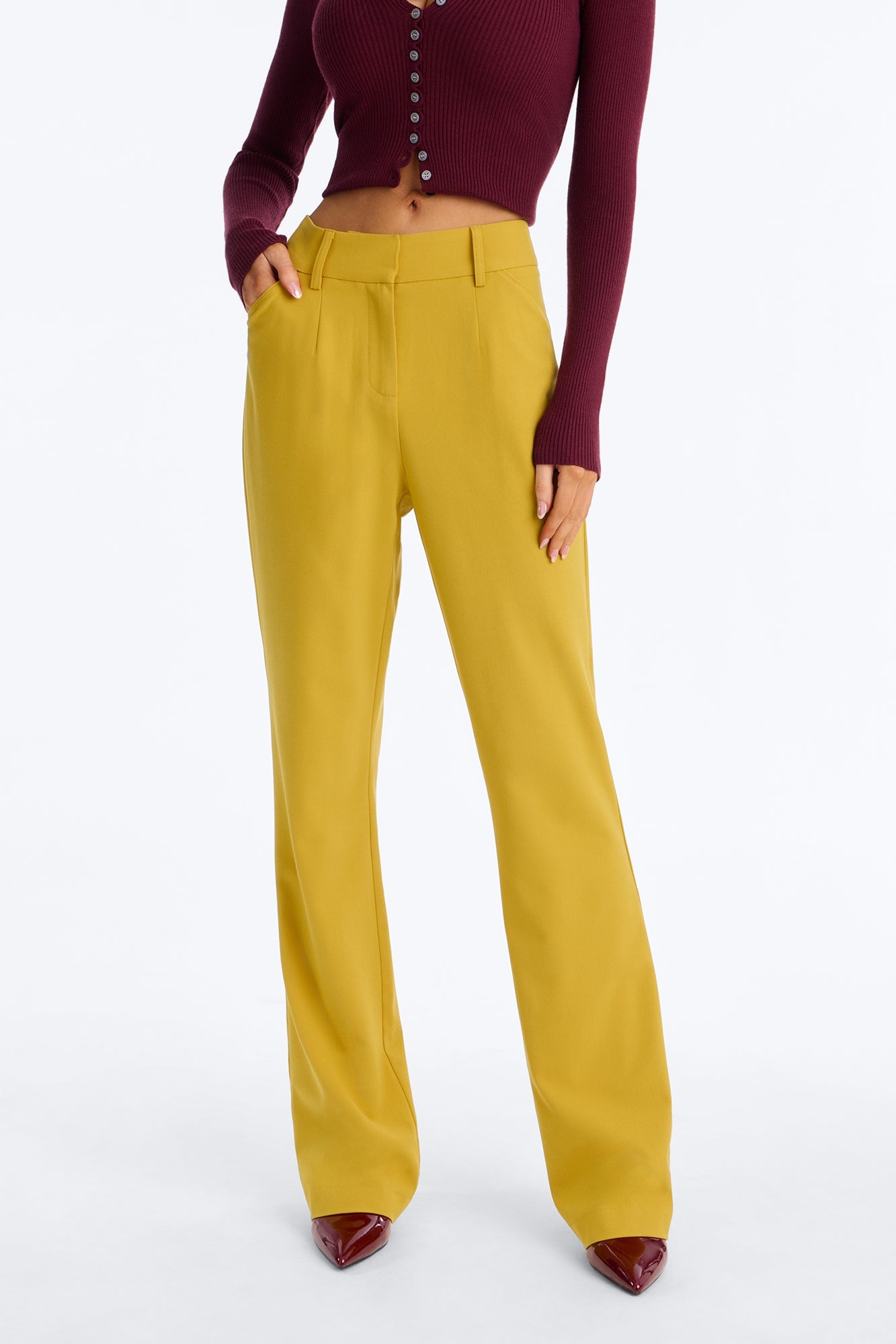 Tasha Dressy High Rise Pants - Mustard image 6
