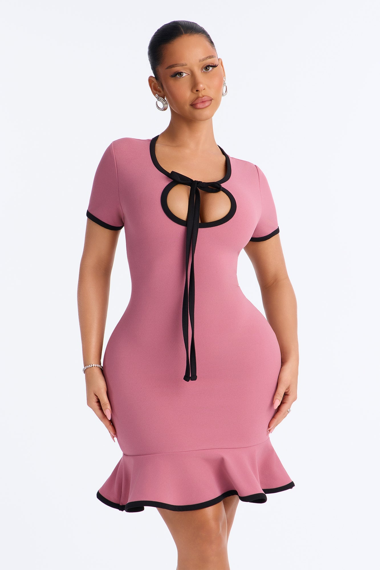 Set The Bar Short Sleeve Mini Dress - Mauve image 6