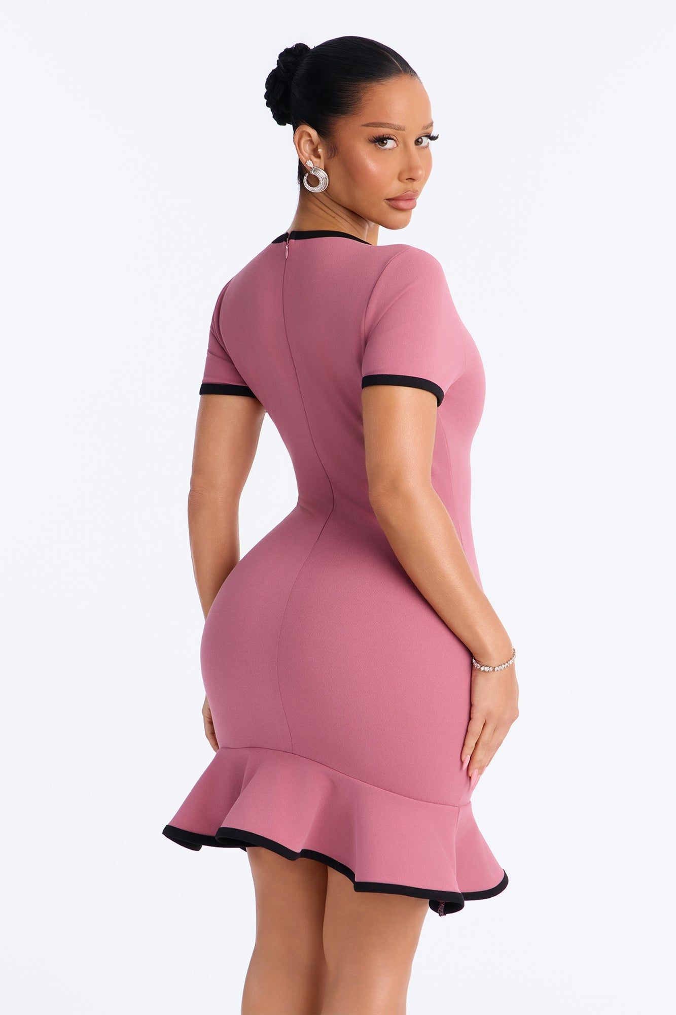 Set The Bar Short Sleeve Mini Dress - Mauve image 7