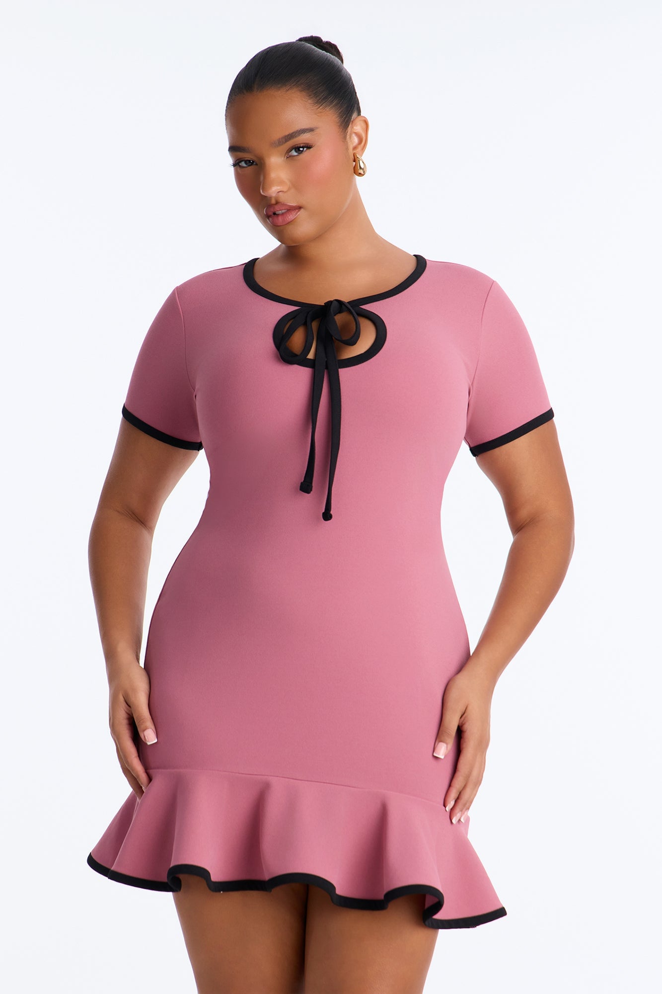 Set The Bar Short Sleeve Mini Dress - Mauve image 2