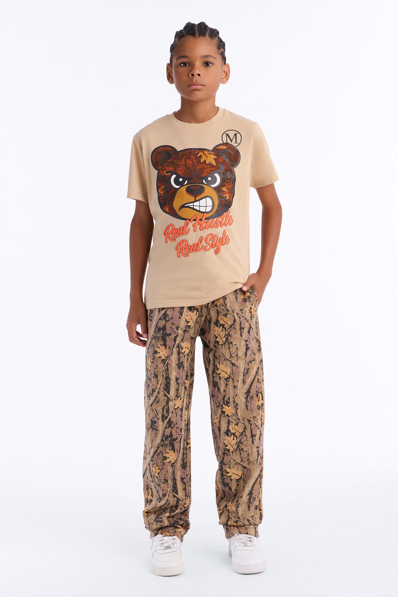 Mini Real Hustle Real Style Pant Set - Khaki/combo image 1