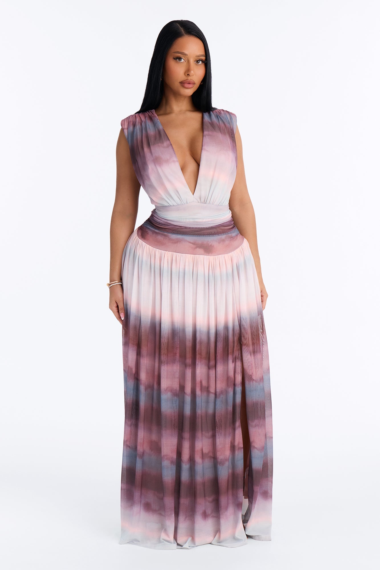 Classic Chic Mesh Maxi Dress - Mauve/combo image 5