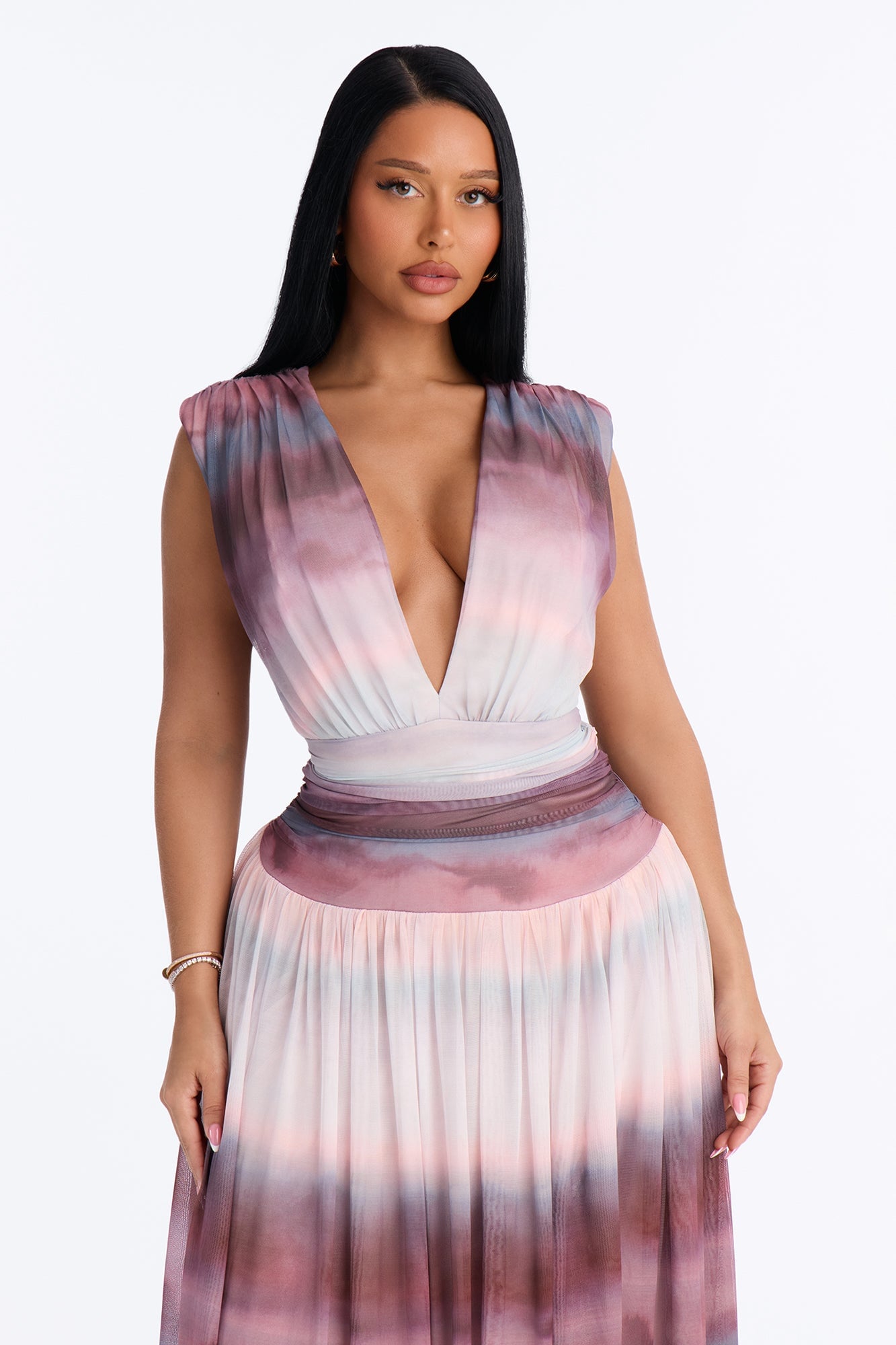 Classic Chic Mesh Maxi Dress - Mauve/combo image 6